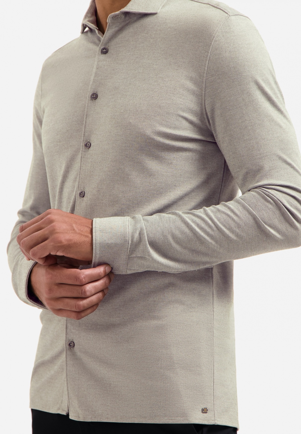 NO EXCESS Langarmhemd »No Excess Meliertes Jerseyhemd Shirt Jersey Melange Stretch«