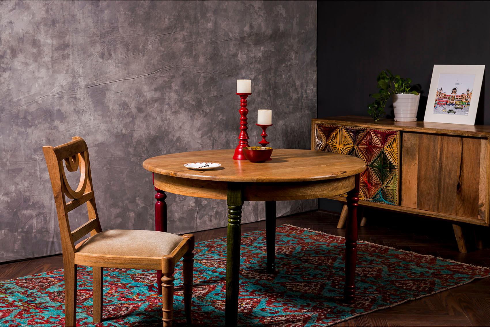 Home affaire Esstisch Fiore, mit runder Tischplatte und vier verschieden farbigen Tischbeinen, Breite 120 cm