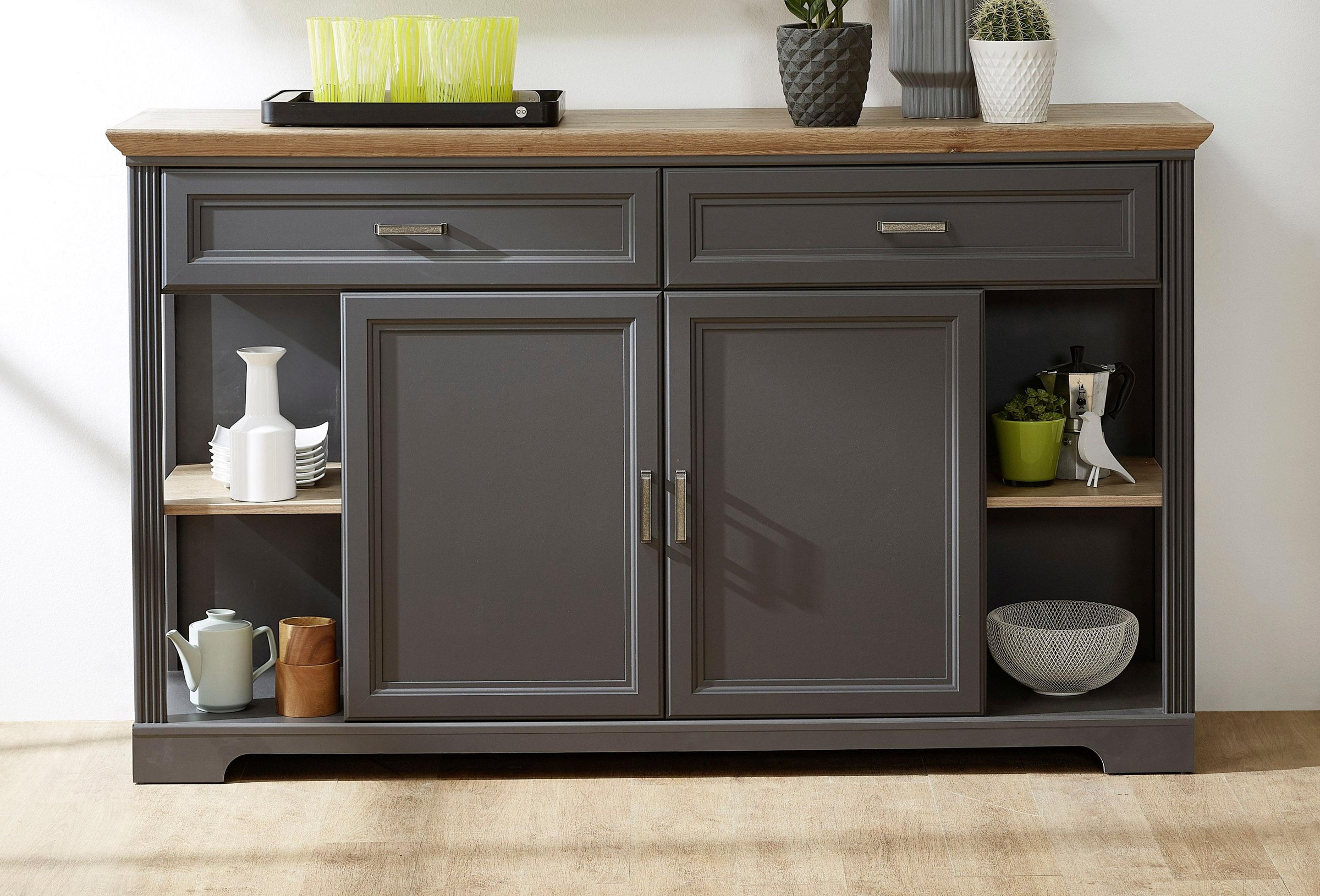 Fächere »Jasmin«, 2 2 Schubkästen, Breite Holztüren, 4 cm, Sideboard offene | 171 BAUR Innostyle