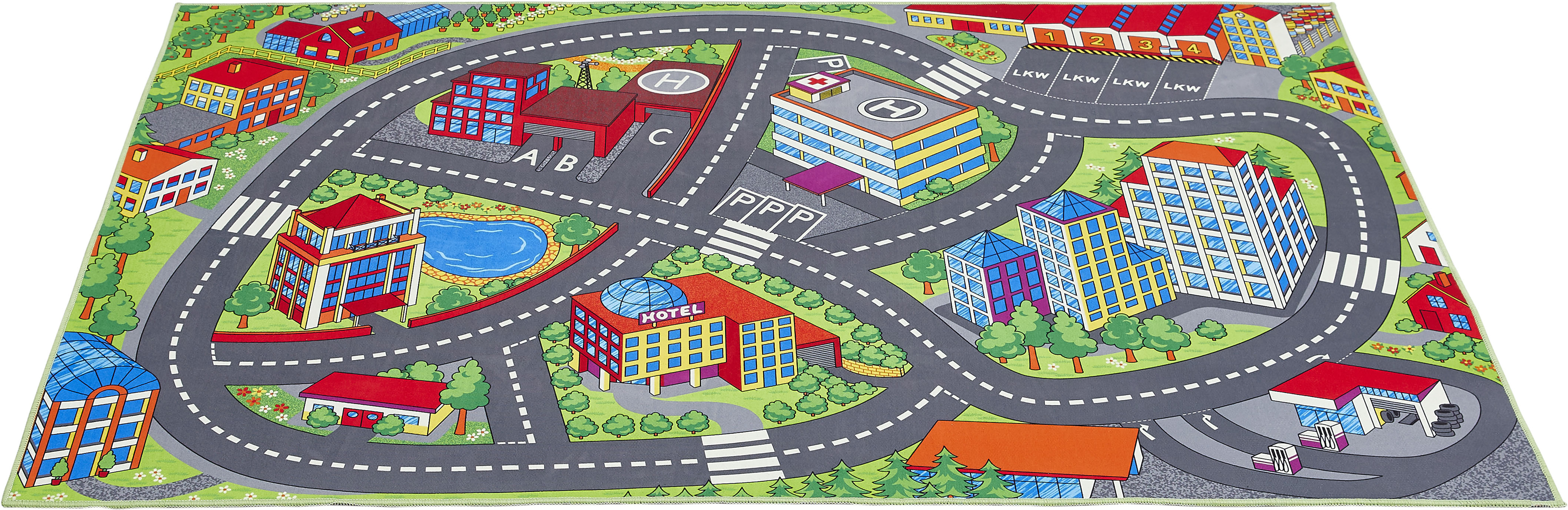 Thumbnail - Andiamo Kinderteppich "Street" rechteckig 5 mm Höhe Straßen-Spiel-Teppich, weiche Spielunterlage, rutschhemmend