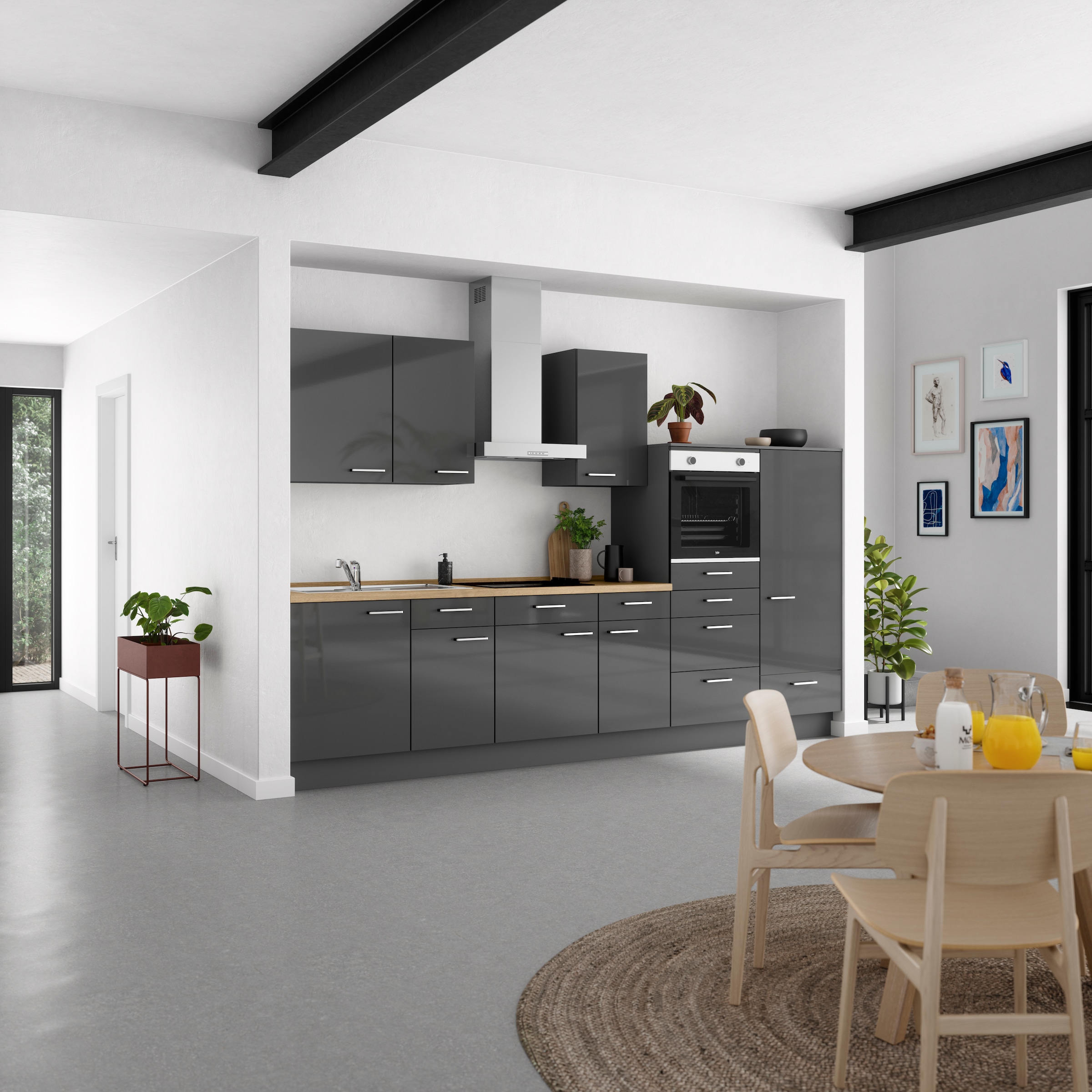 nobilia® Küchenzeile »"Flash I"«, vormontiert, Ausrichtung wählbar, Breite 330 cm, wahlw. mit E-Geräten