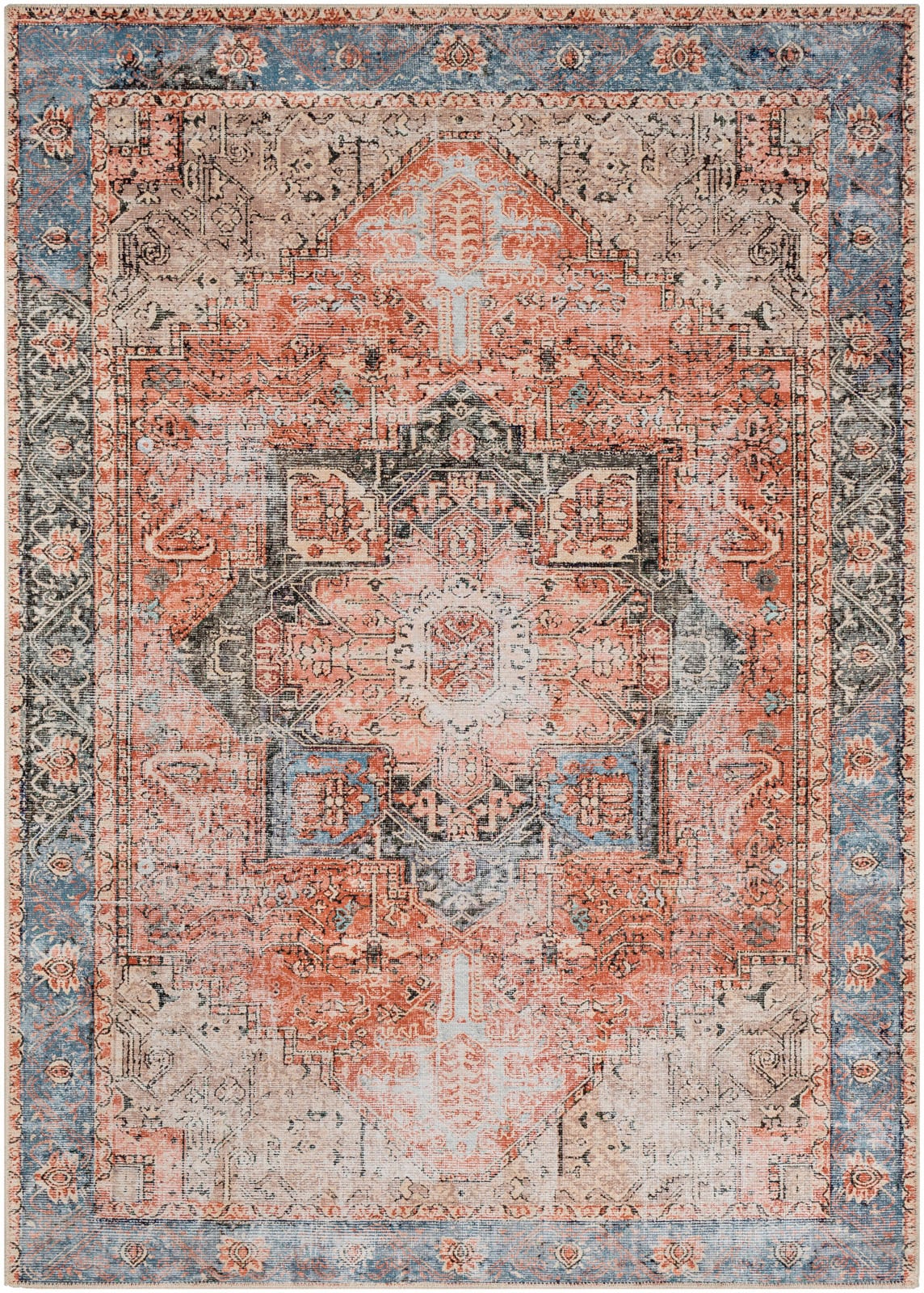 Livabliss Teppich »RODAS«, rechteckig, 2 mm Höhe, Maschinenwaschbar, Vintage Kurzflor Wohnzimmerteppich, Schlafzimmer