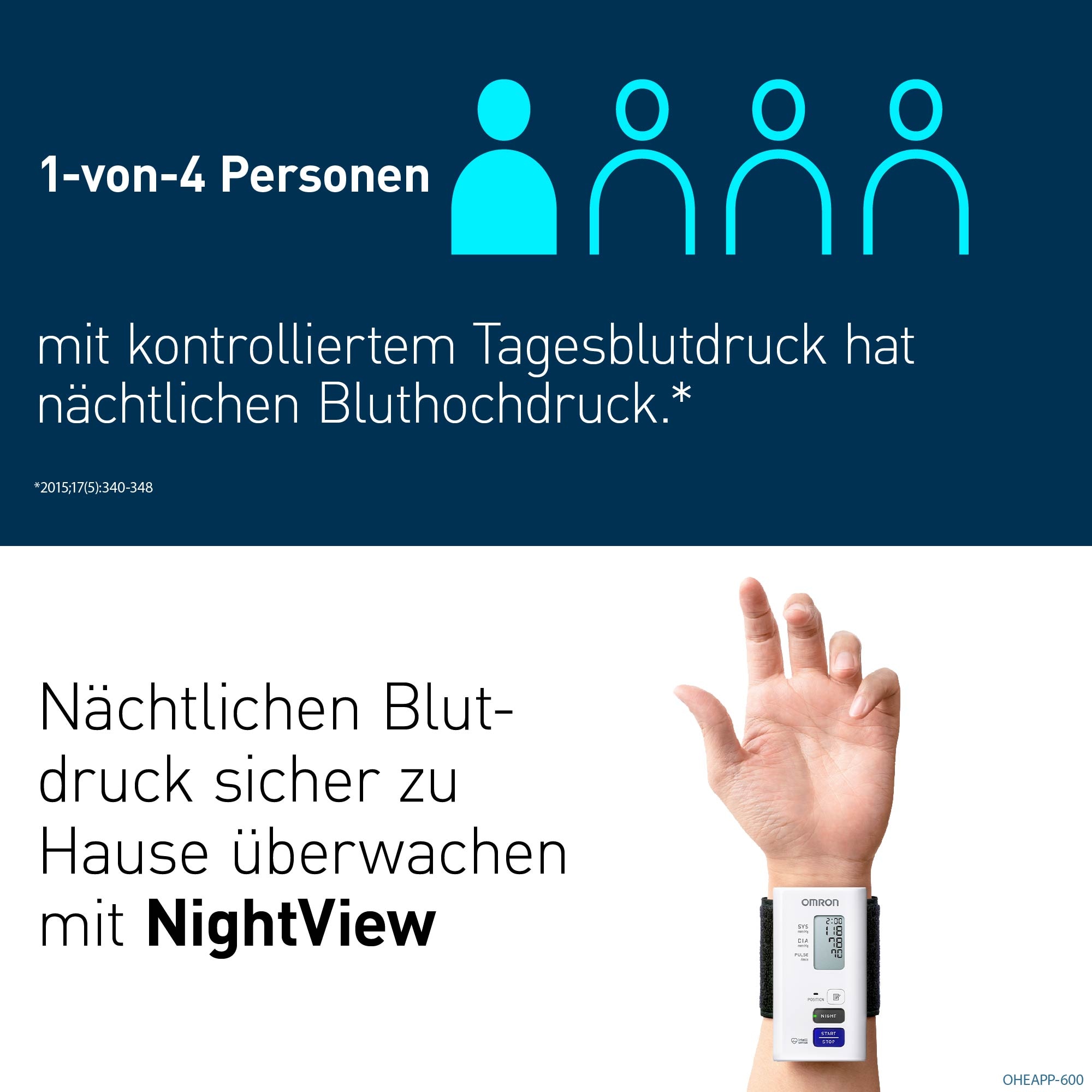 Omron Handgelenk-Blutdruckmessgerät »NightView«, geräuschlos, komfortabel, zur nächtlichen Blutdruckmessung zu Hause