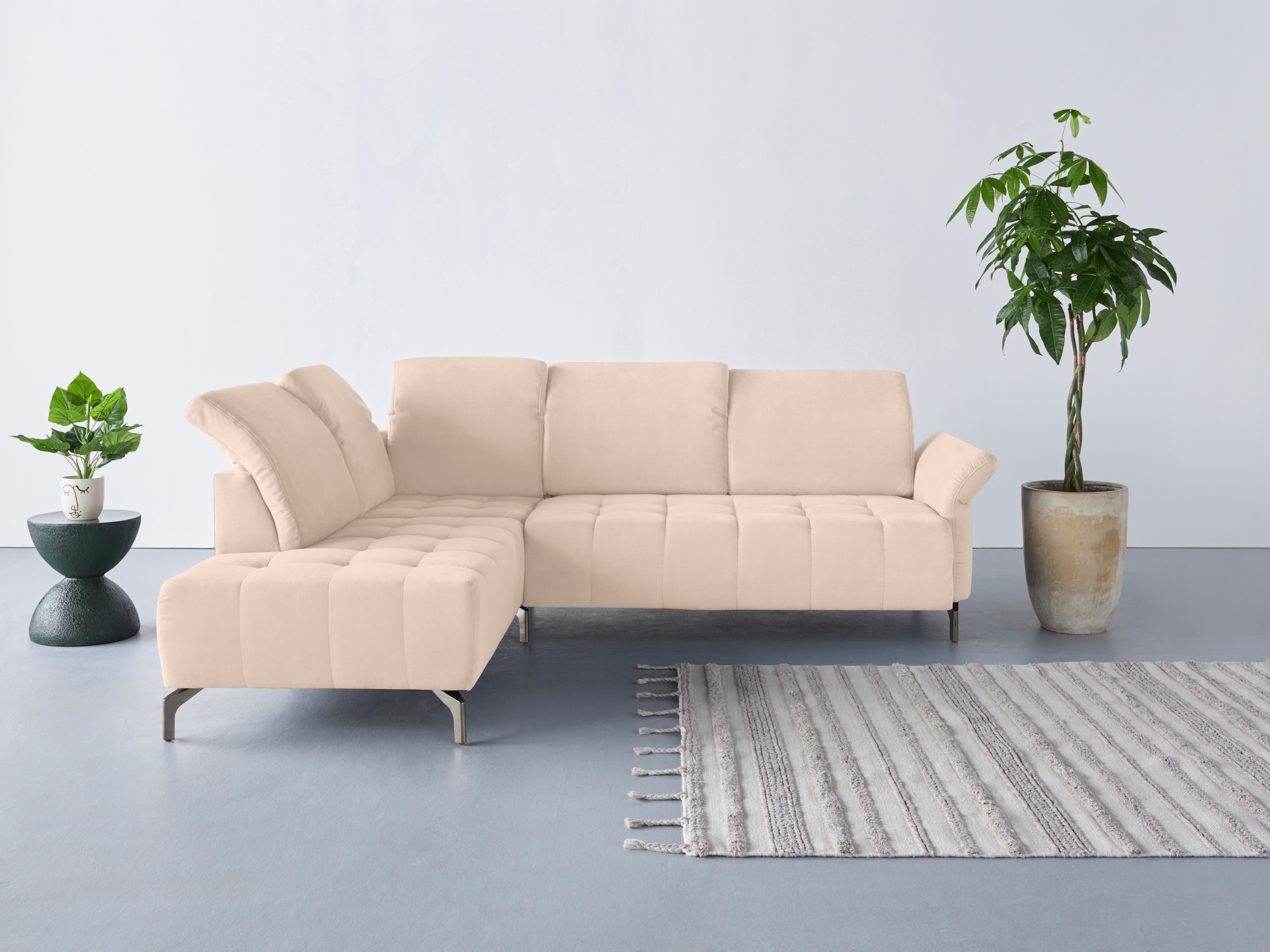 OTTO home Ecksofa "Fresh L-Form" Federkern, wahlweise Kopfteilverstellung und motorischer Vorziehsitz