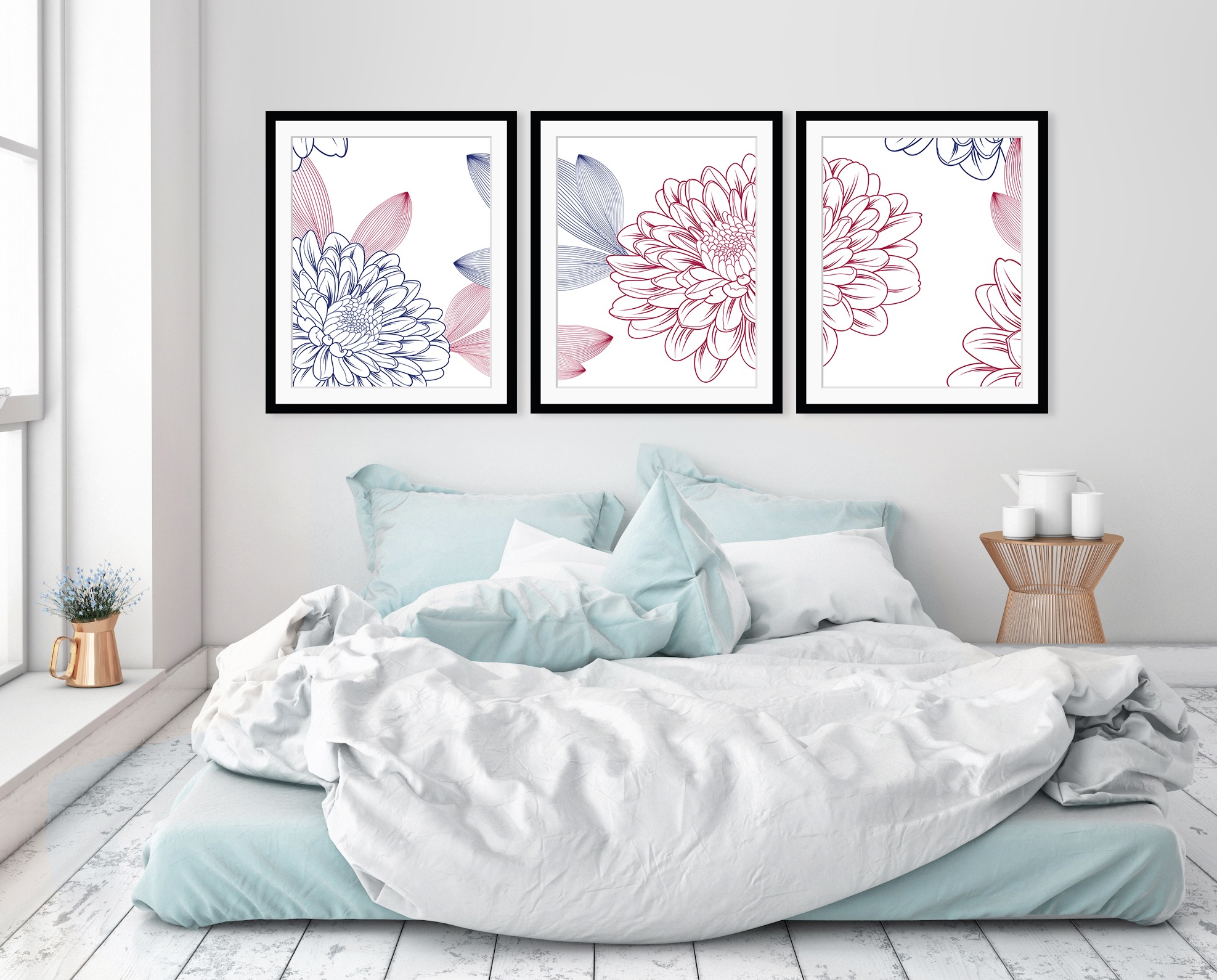 queence Bild "Lia" Set, Blumen, gerahmt günstig online kaufen