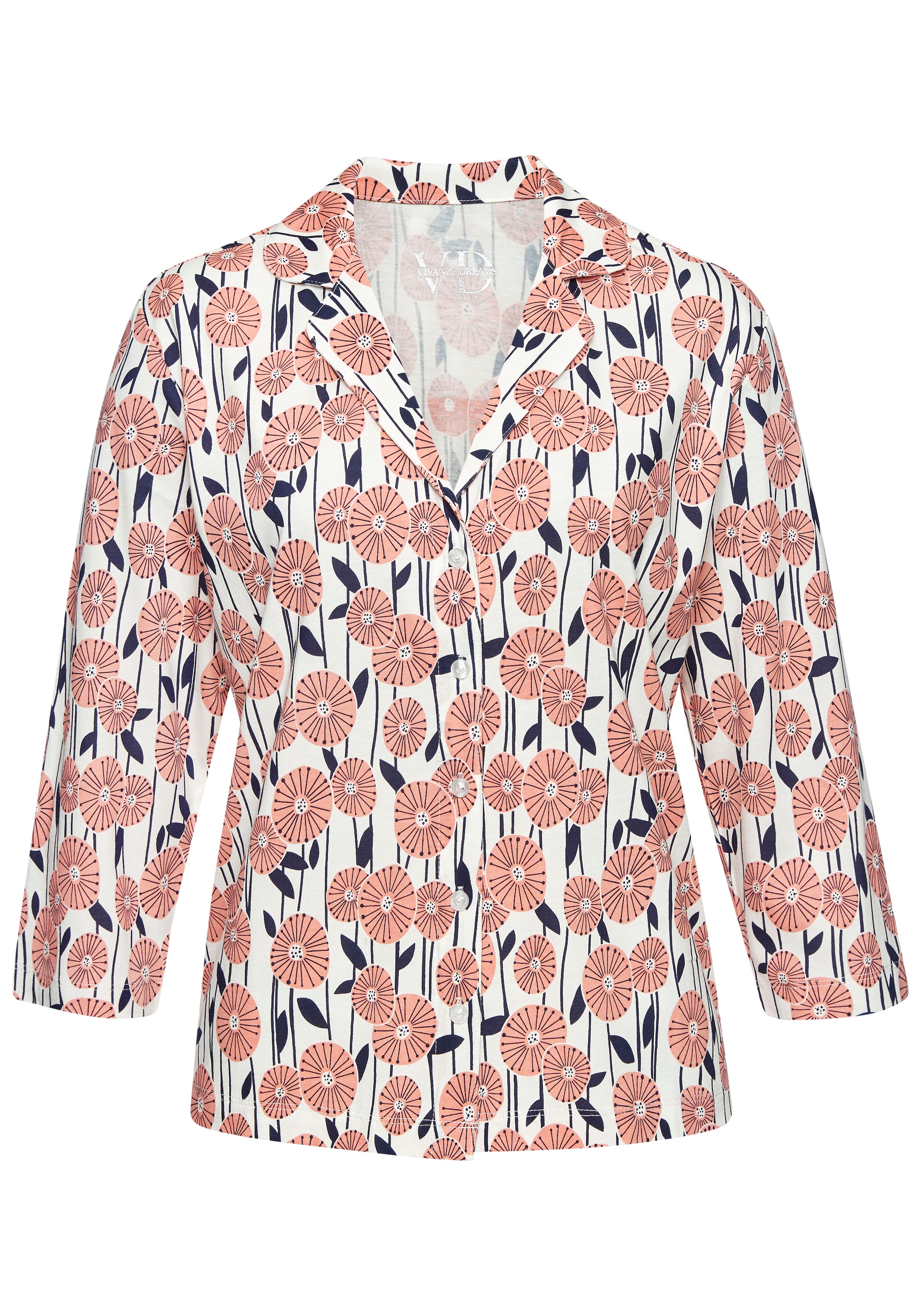 Vivance Dreams Pyjamaoberteil, Mit schönem Alloverdruck günstig online kaufen