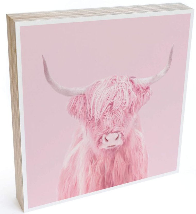 Wall-Art Holzbild »Tischdeko Rosa Highland (1 | Cow«, St.) BAUR kaufen