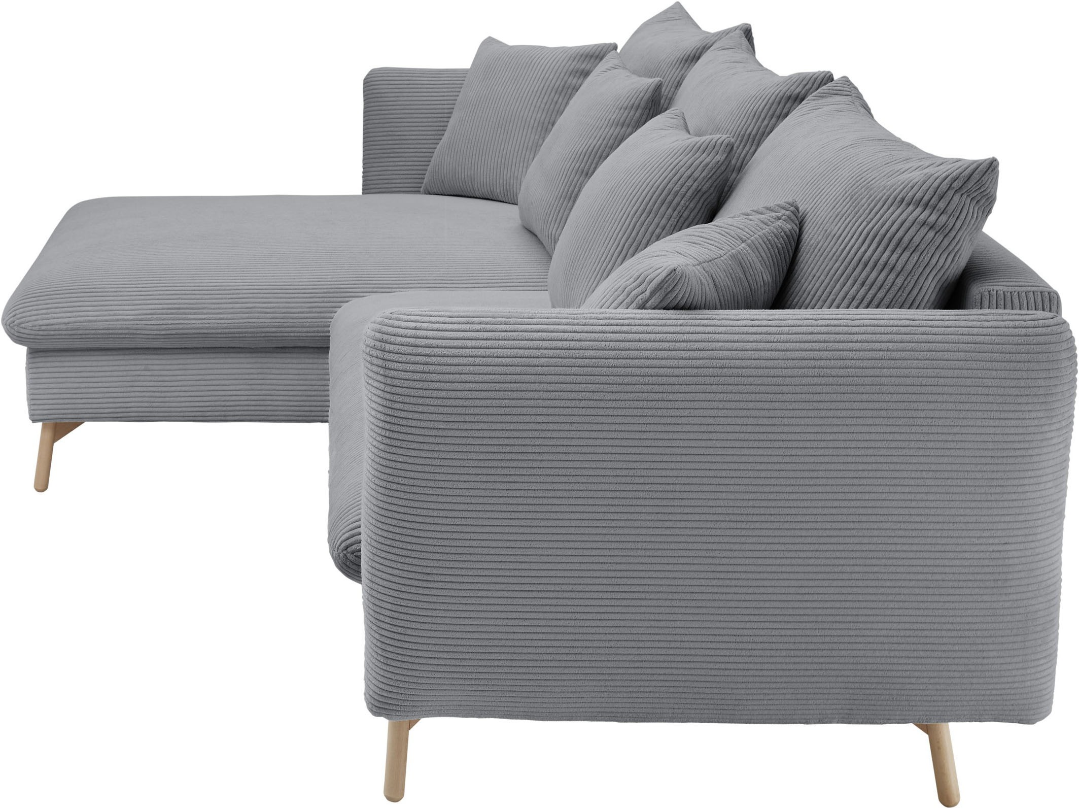 andas Ecksofa »MERLE, 258 cm, L-Form, traumhafter Cord,«, mit Bettfunktion und Bettkasten, Liegefläche 224 x 139