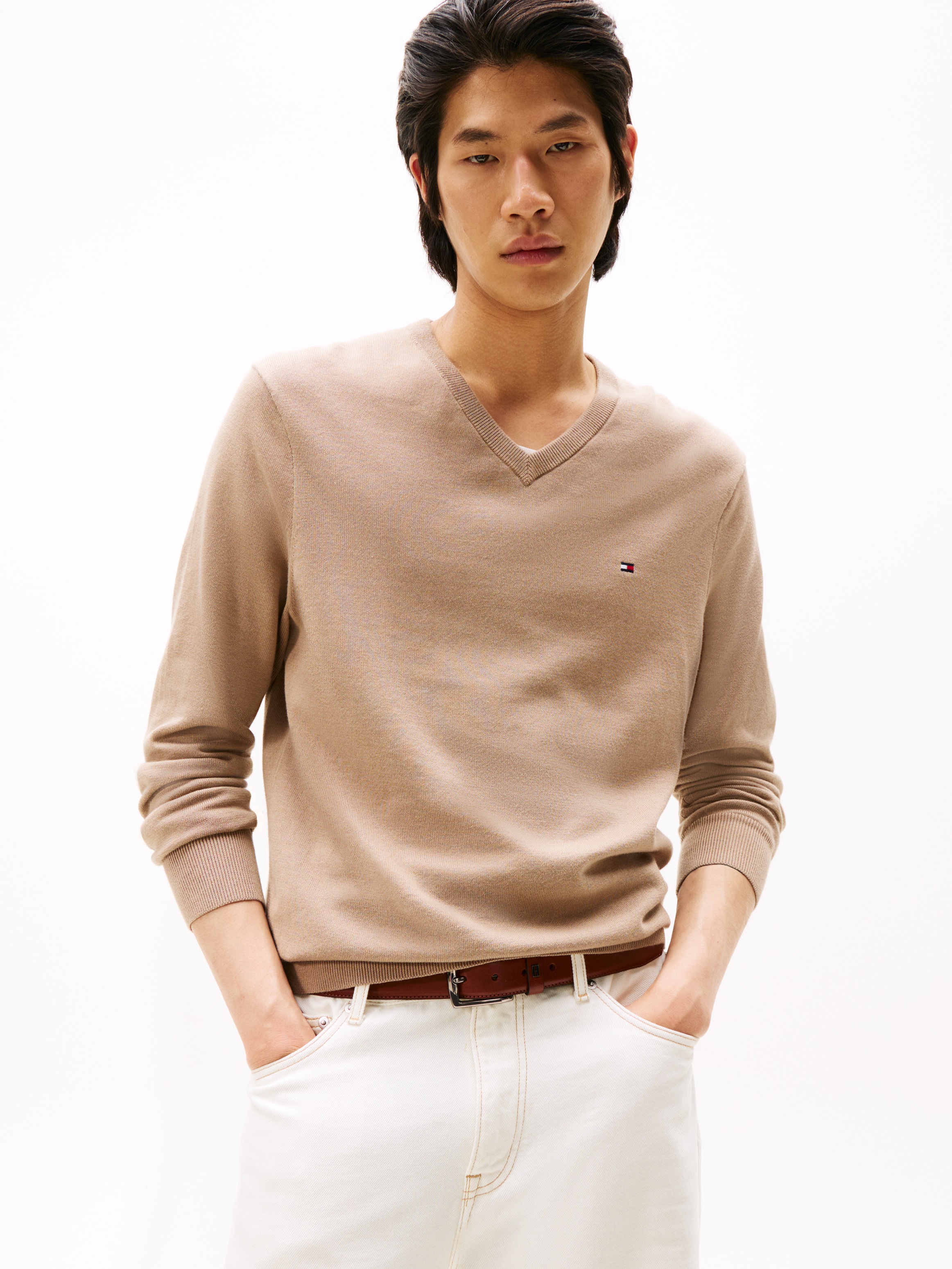 Tommy Hilfiger Strickpullover "ESSENTIAL COTTON V NECK mit V-Ausschnitt und günstig online kaufen