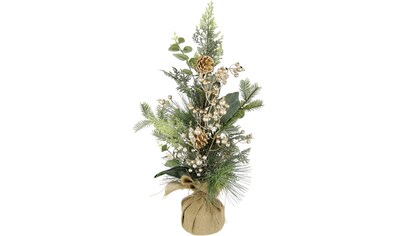 Winterliche Kunstpflanze »Weihnachtsgesteck im Topf aus Jute, Weihnachtsdeko«