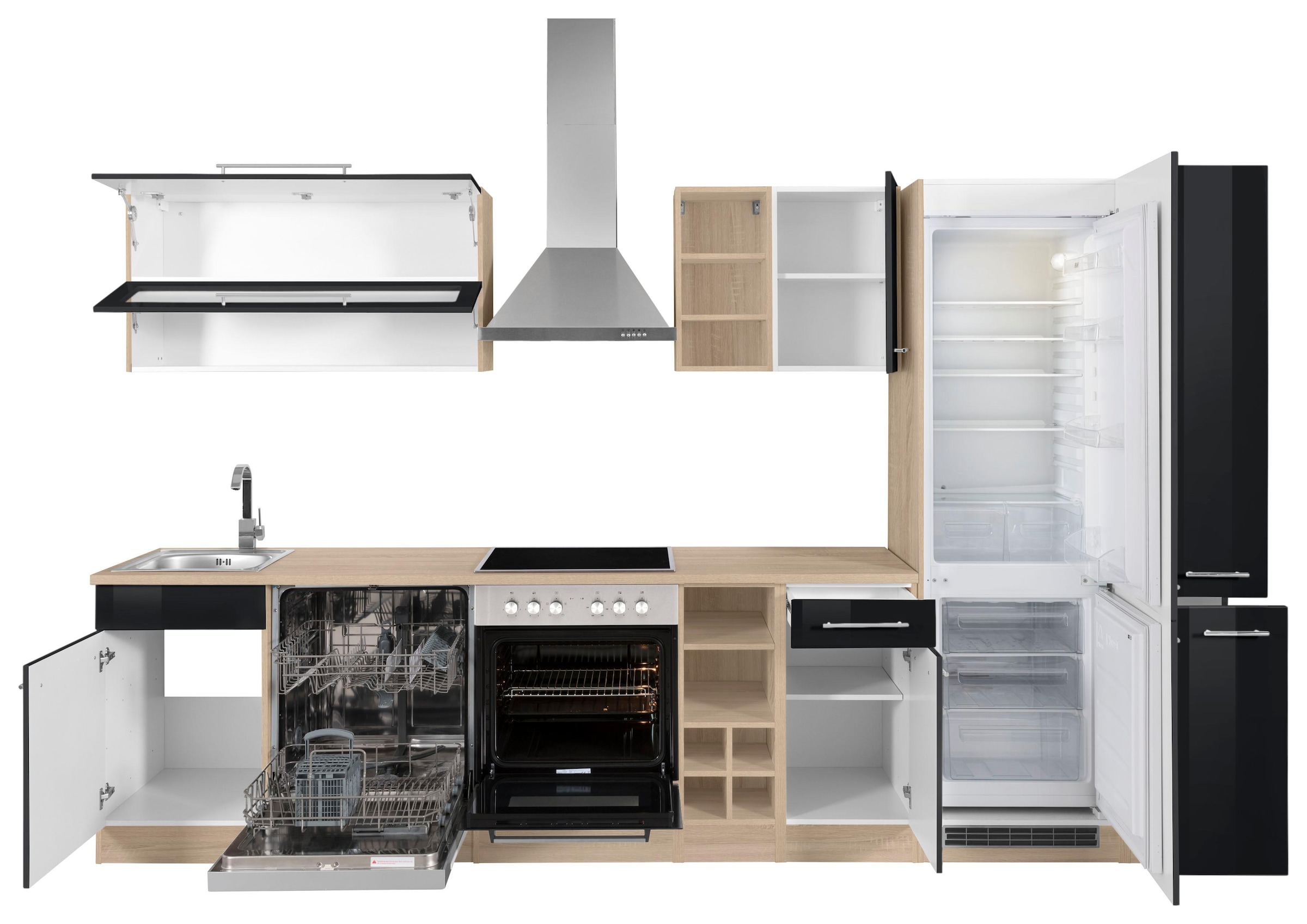 KOCHSTATION Küchenzeile »KS-Eton«, mit E-Geräten, Breite 330 cm