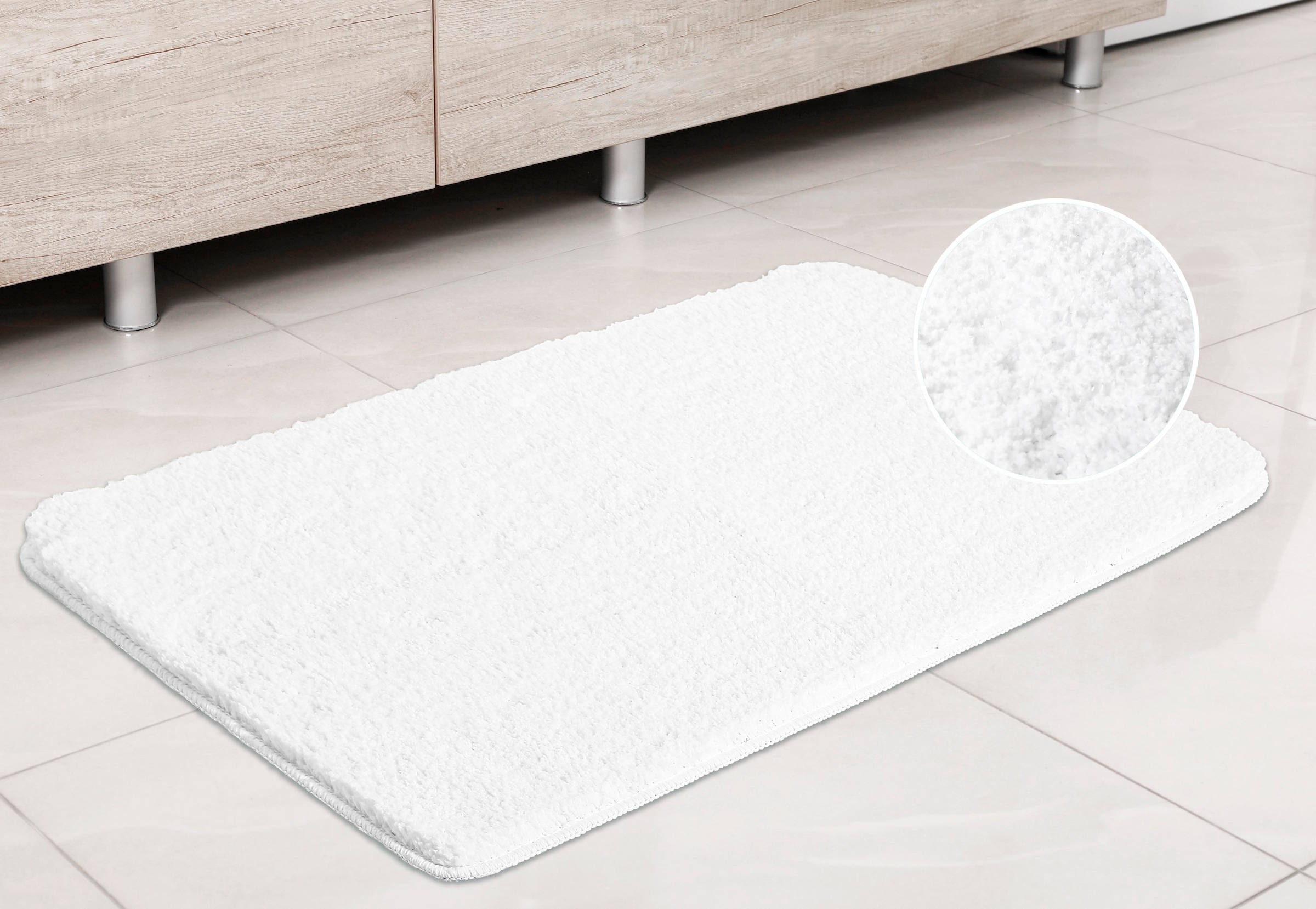 my home Badematte »Inga, Badezimmer Teppich, Badvorleger«, rutschhemmend beschichtet, schnell trocknend-strapazierfähig-fußbodenheizungsgeeignet, Badteppich, unifarben, weich, als halbrund und rechteckig erhältlich