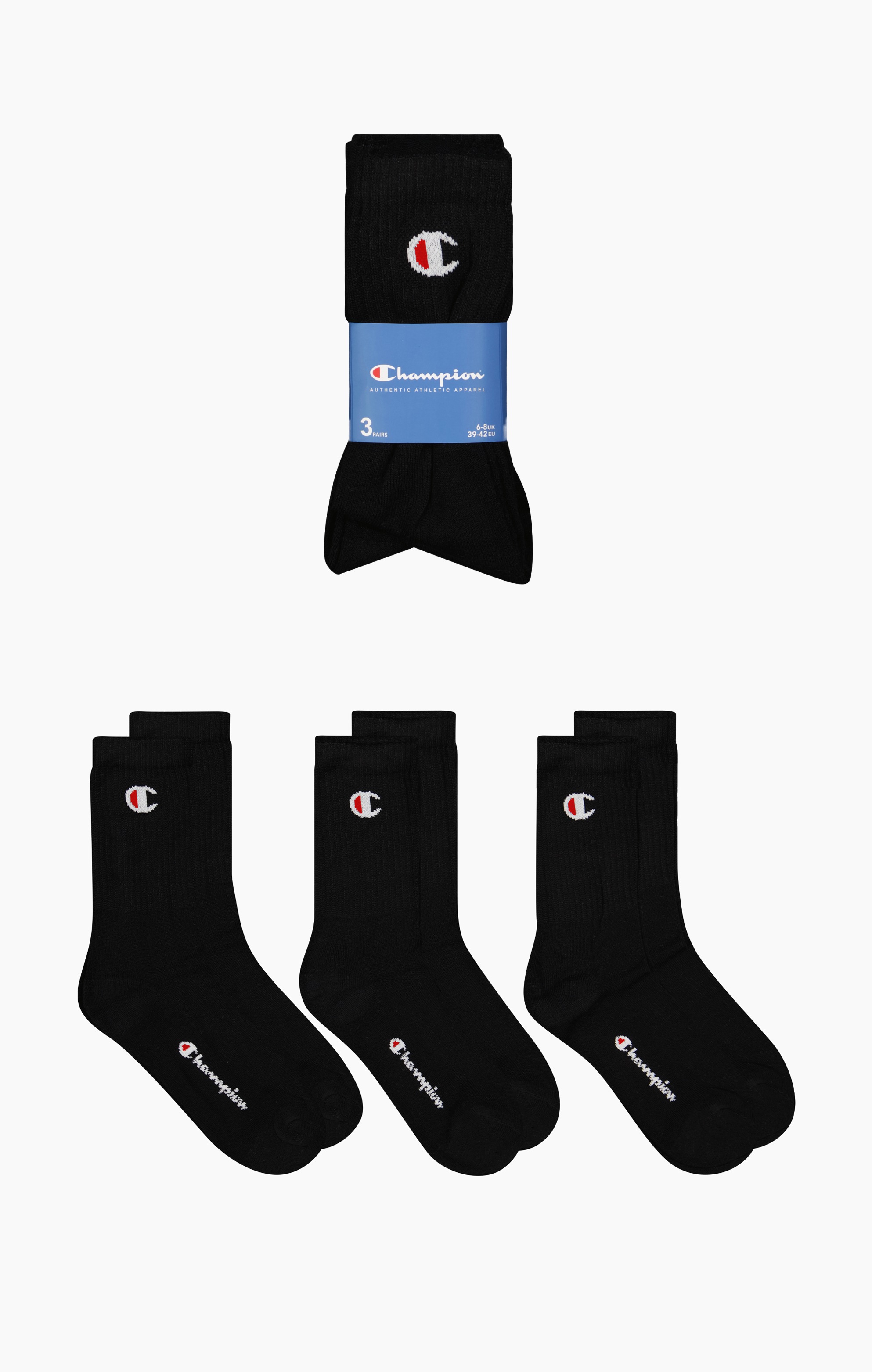 Champion Tennissocken "3 Pack Crew Socks" 3 Paar Tlg. Für Sportive Aktivitäten, Aus Baumwolle, Polyester Und Elasthan