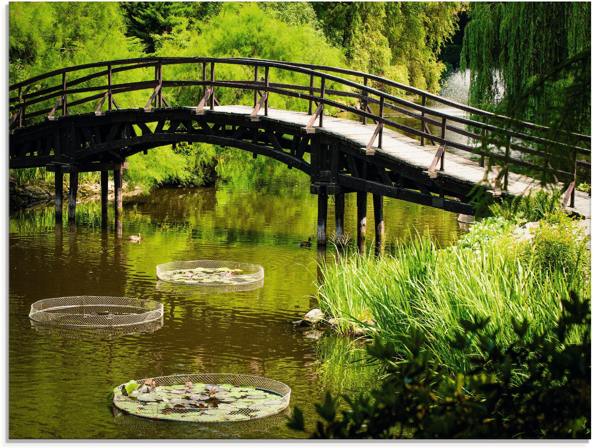 Artland Glasbild »Gartenbrücke«, Garten, (1 St.), in verschiedenen Größen