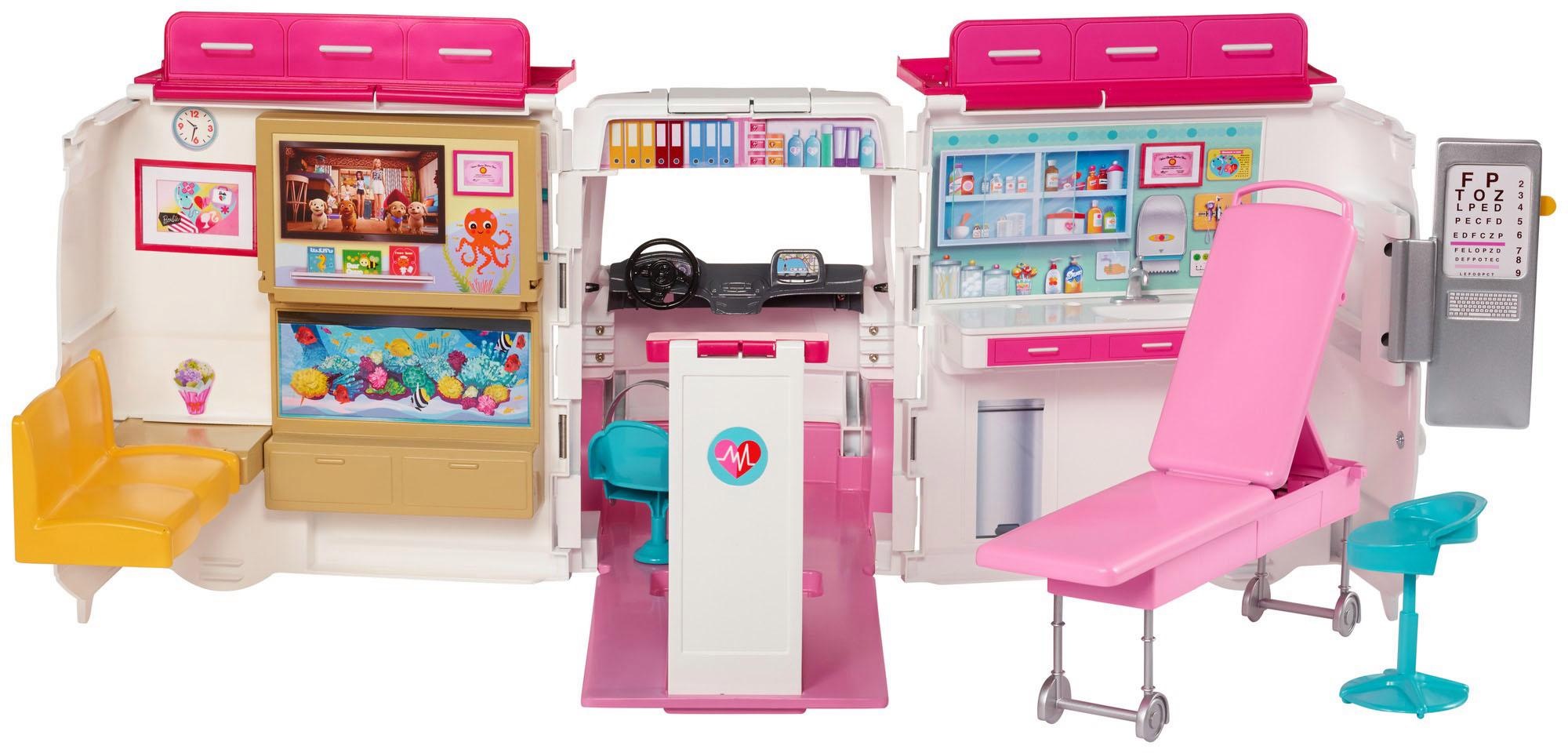Barbie Puppen Fahrzeug »Krankenwagen 2-in-1 Spielset«, mit Licht & Geräuschen