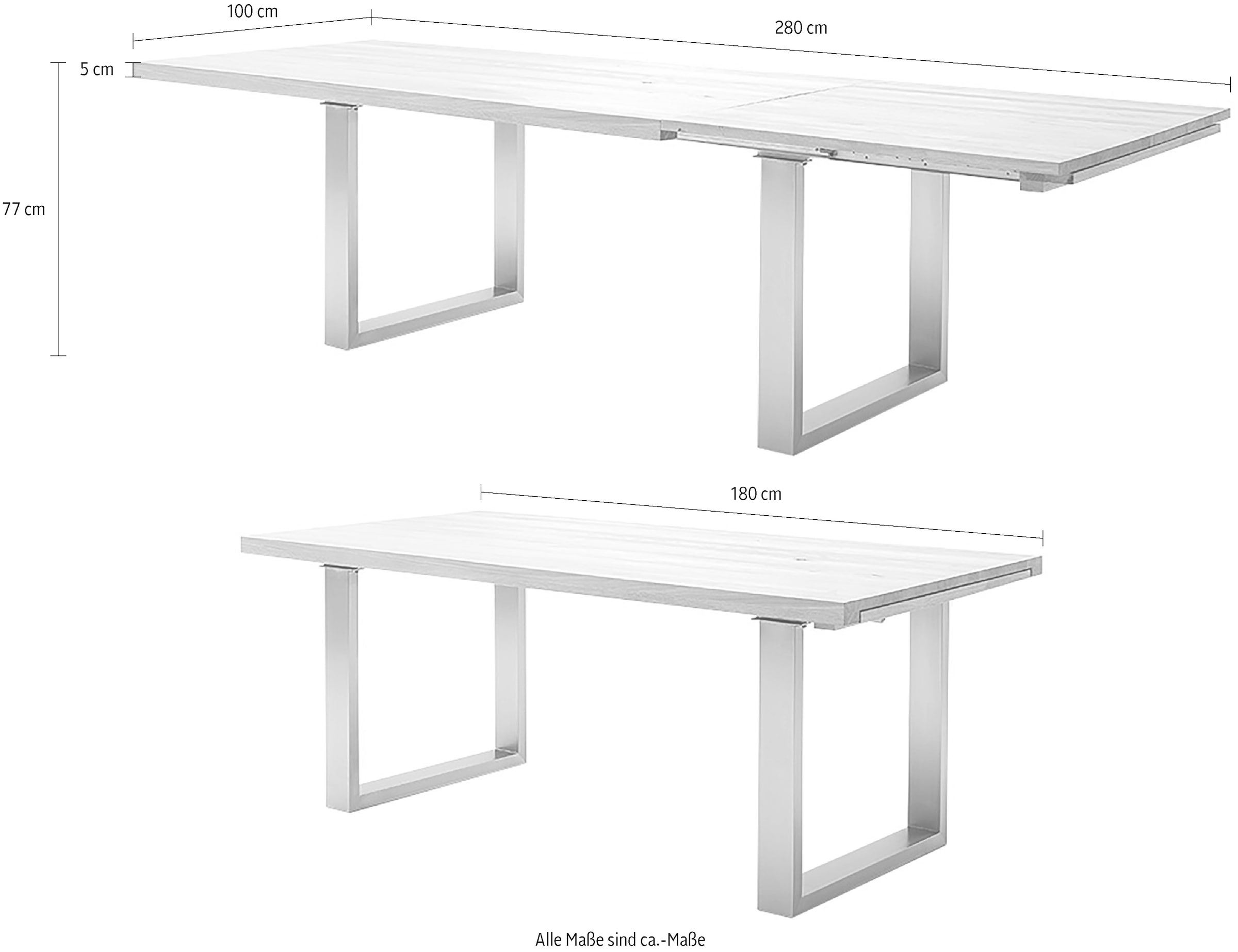 MCA furniture Kulissen-Esstisch »Dayton Esstisch Kufentisch«, Synchronauszug,ausziehbar,eiche,massiv,extra lang,XXL,belastbar 50 kg
