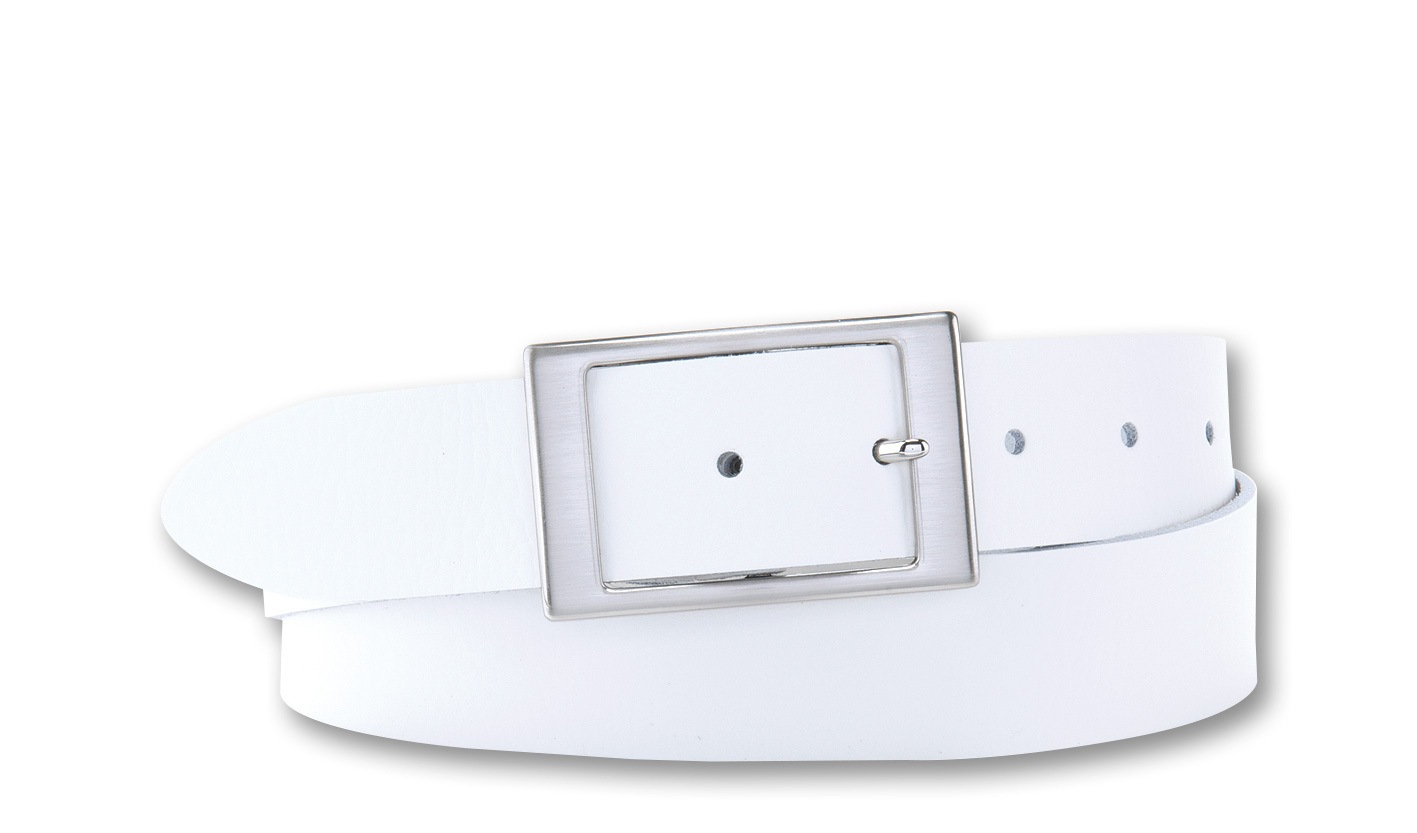 BERND GÖTZ Damen Ledergürtel "Ledergürtel mit eleganter Rechteckschließe"weiß, Gr. 95, Rindsleder, Gürtel