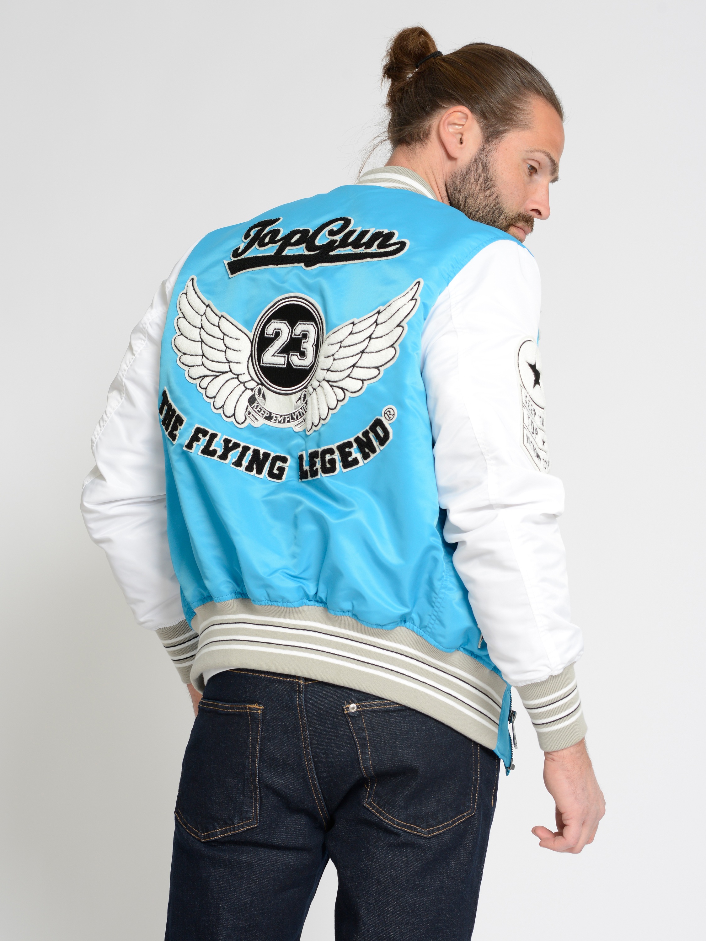 Top Gun TG22032 Bomber Jacket Light Blue 3XL 3