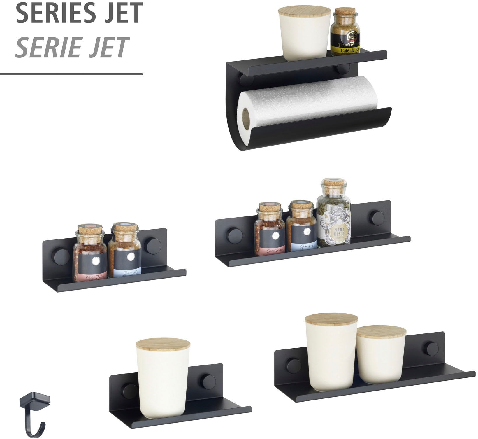 WENKO Wandhaken »Modell Jet«, magnetische Haken für die Küche, ohne Bohren, Industrial Style