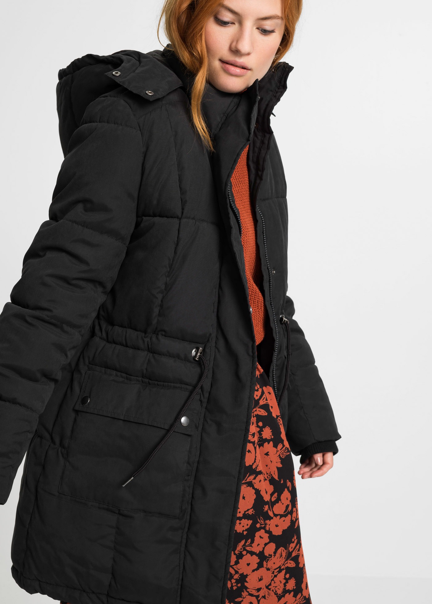 bonprix Winterjacke "Winterjacke mit verstellbarem Taillenbündchen" mit Kap günstig online kaufen