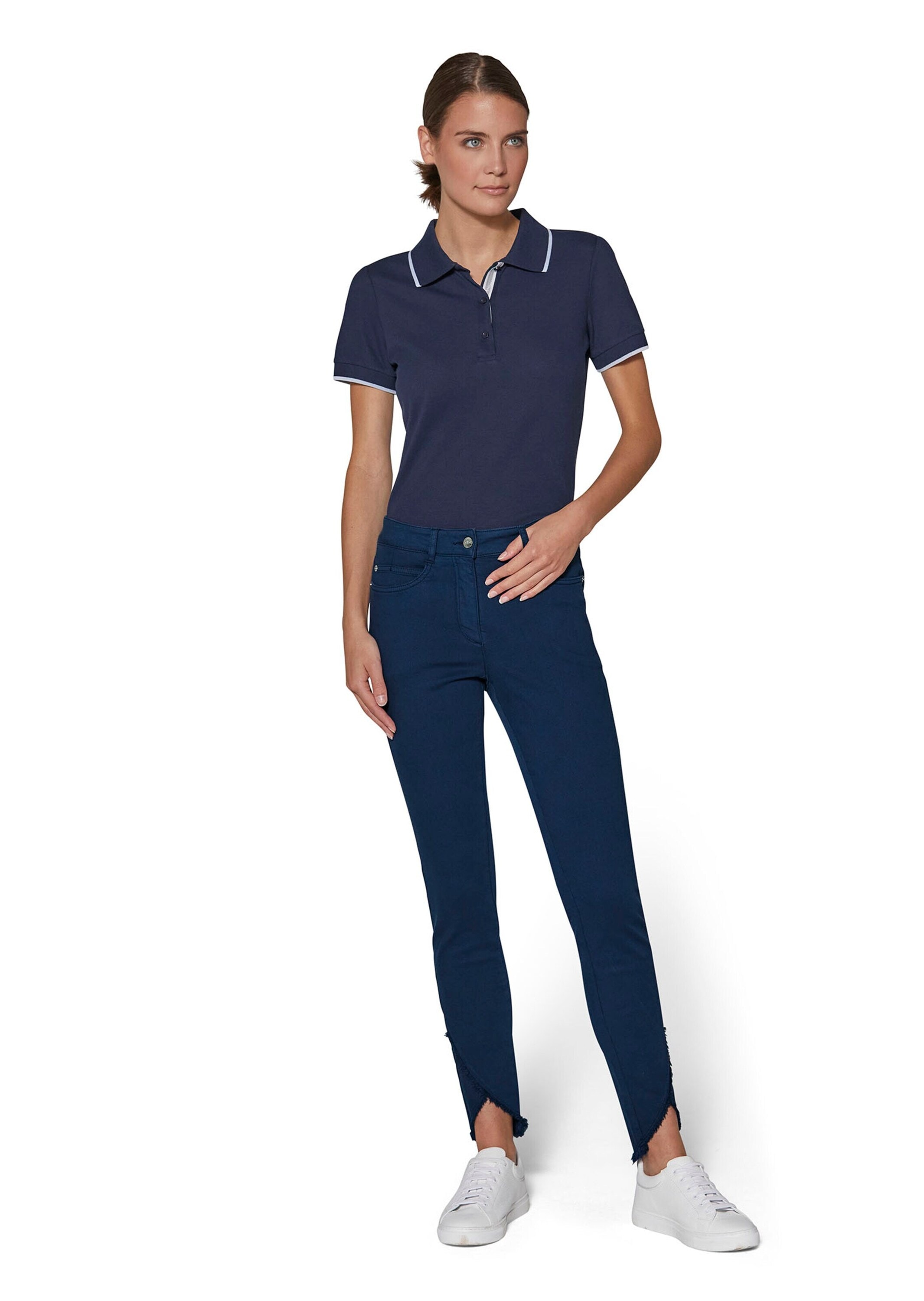 MADELEINE "Jeans Verkürzte 5-Pocket-Hose mit Fransen" abgeschrägter Fransensaum