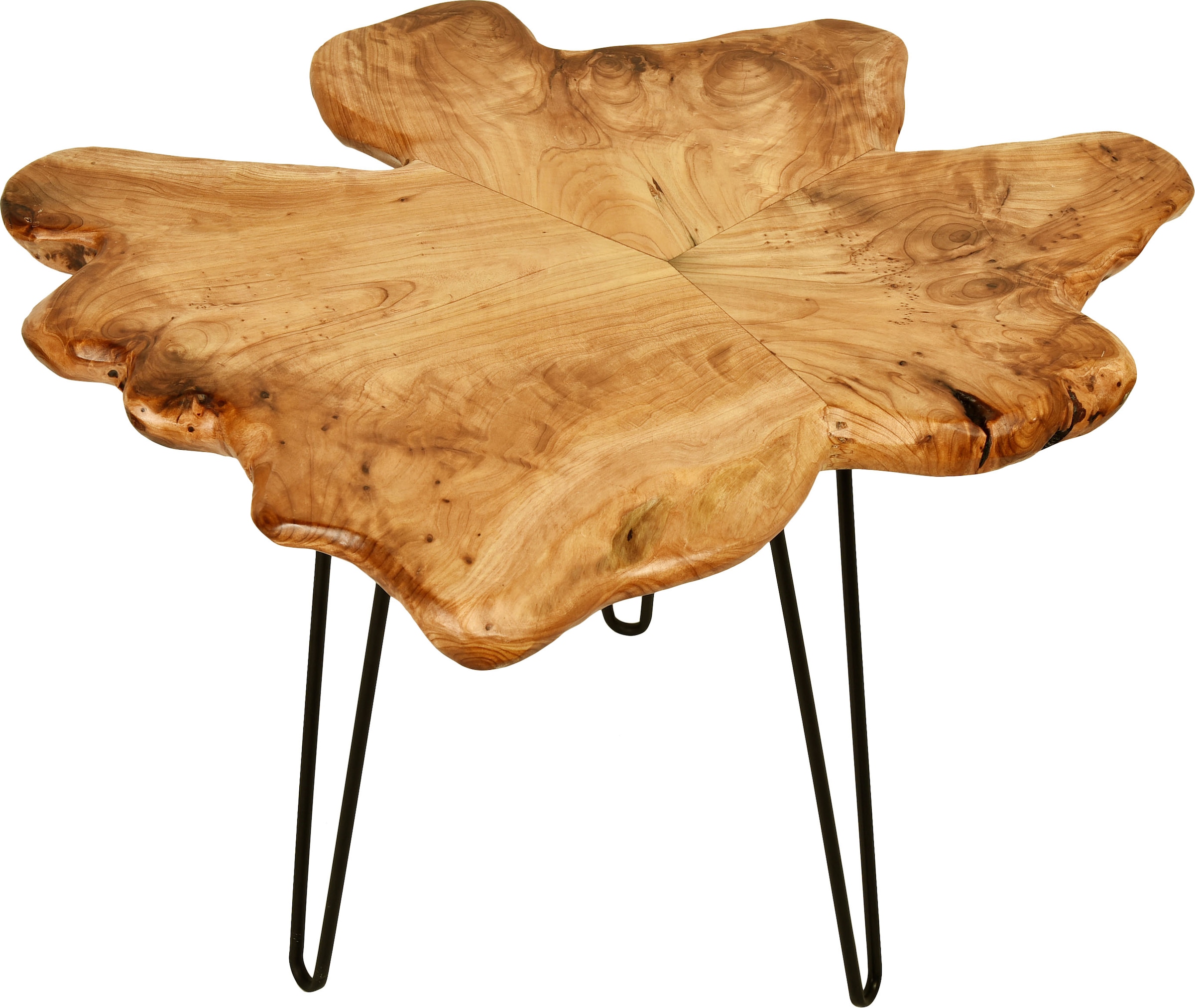 Kayoom Beistelltisch »Woody 410, Beistelltisch aus Naturmaterial, Holz-Tischplatte«, (1 St.), Naturbelassener Beistelltisch, jedes Stück ein Unikat