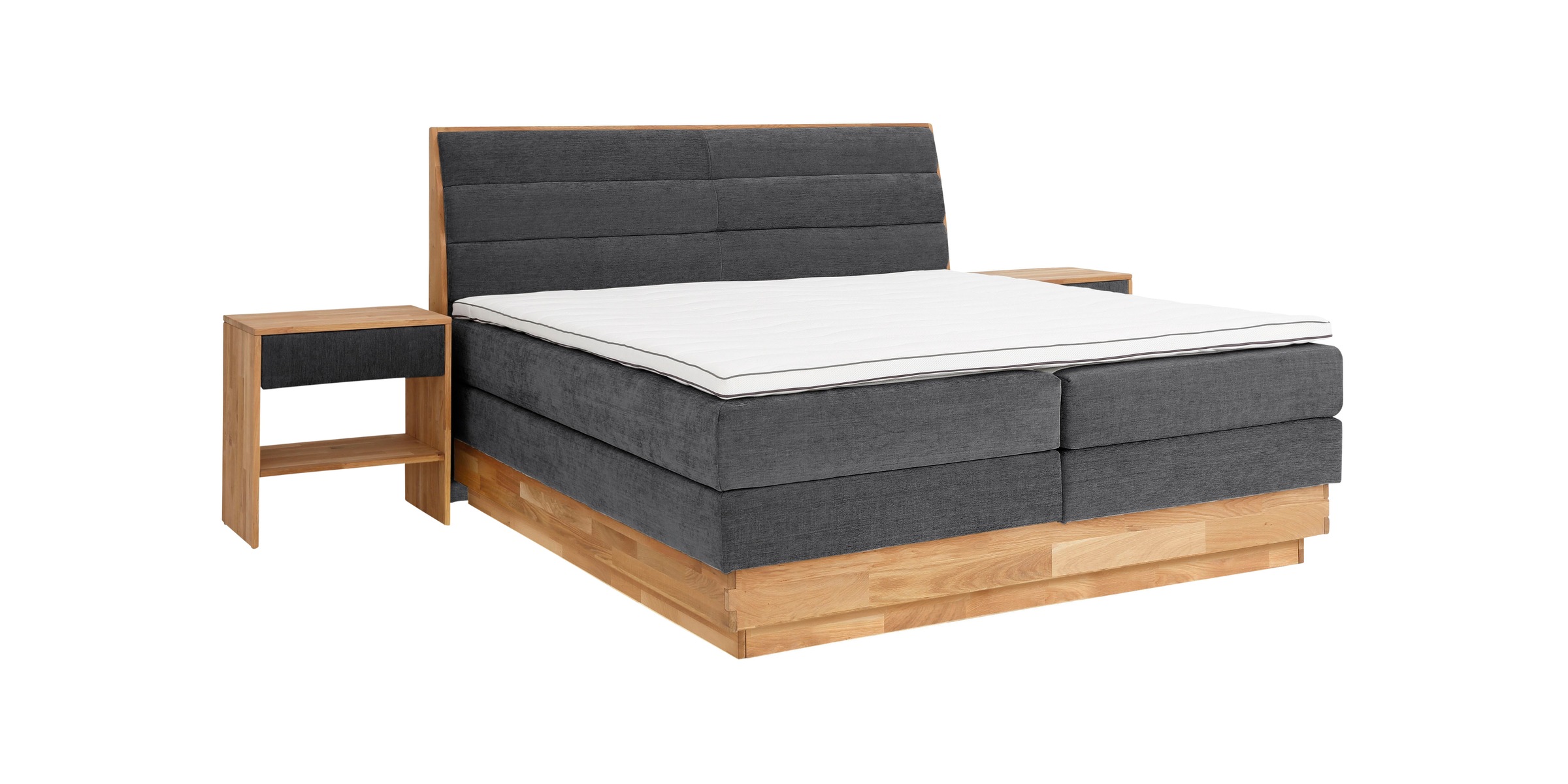OTTO products Boxspringbett »Jenna«, ohne LED-Beleuchtung, mit zertifizierten, recycelten Bezugsstoffen