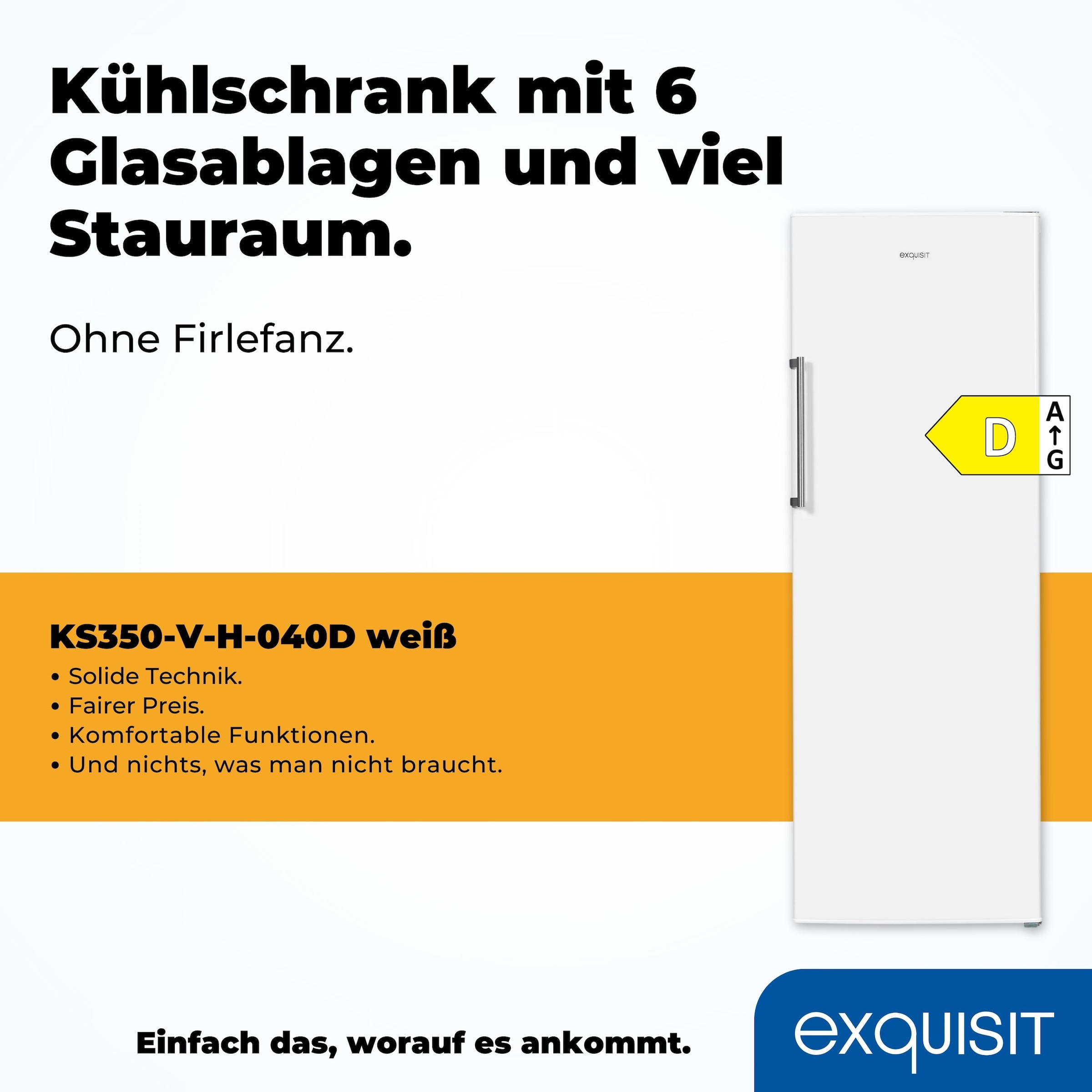 exquisit Vollraumkühlschrank »KS350-V-H-040D weiss«