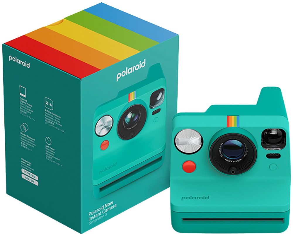 POLAROID Sofortbildkamera "Now Generation 3", grün (teal), B:11,22cm H:9,4cm T:15,02cm, Fotokameras - Einheitsgröße