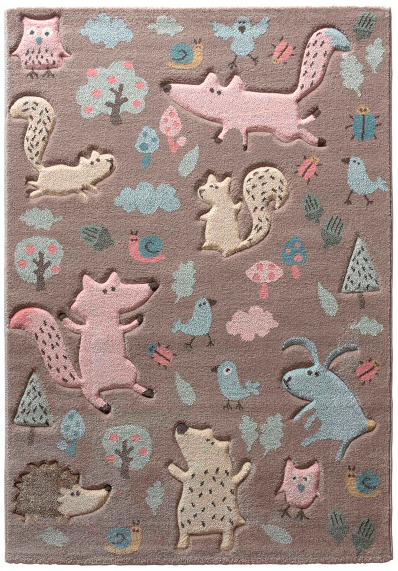 Thumbnail - Sigikid Kinderteppich "Forest" rechteckig 13 mm Höhe Wald Tiere Design, Kurzflor