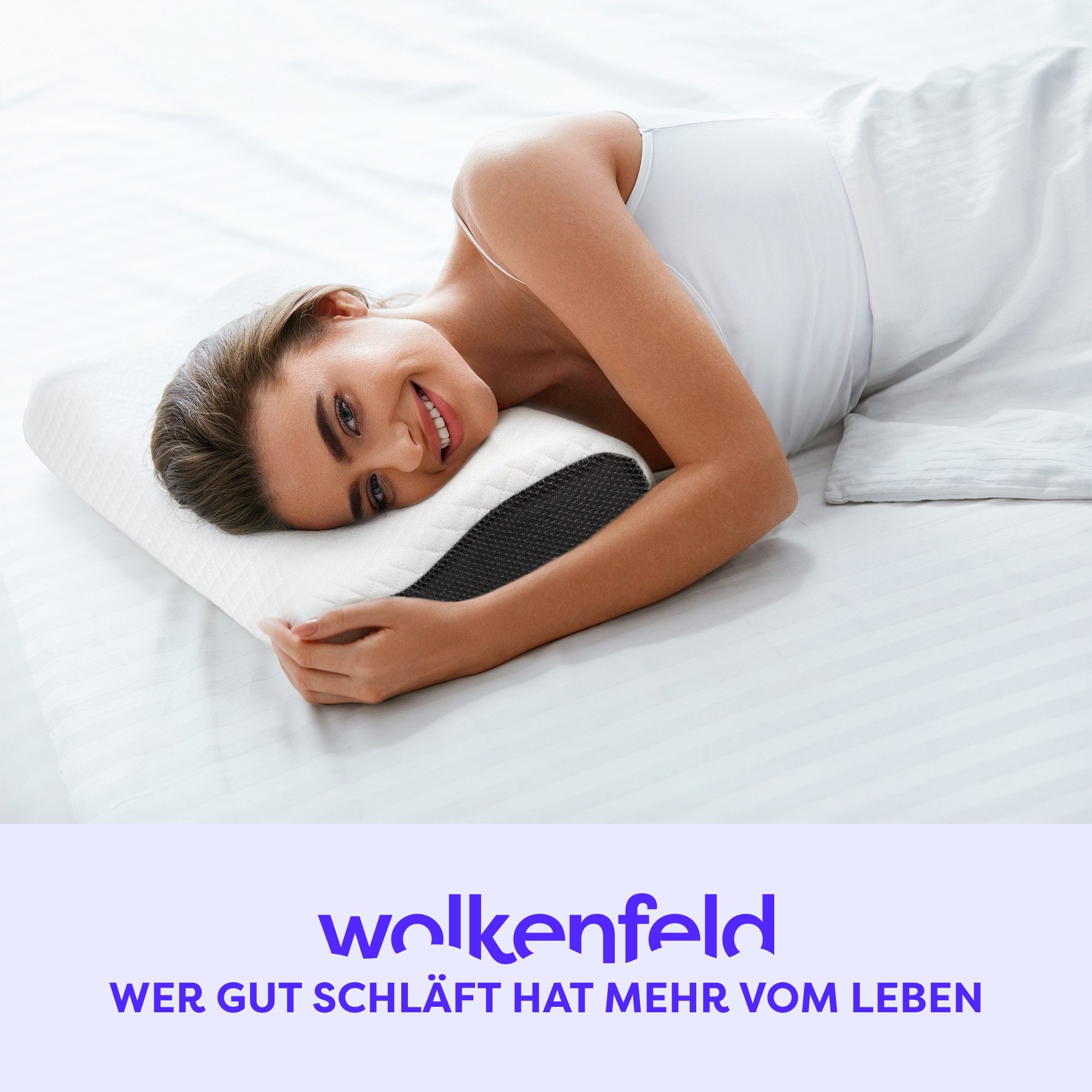 Wolkenfeld Nackenrolle »Arnold-Nackenkissen« Memory Foam Nackenkopfkissen – für Seiten-, Rücken- & Bauchschläfer