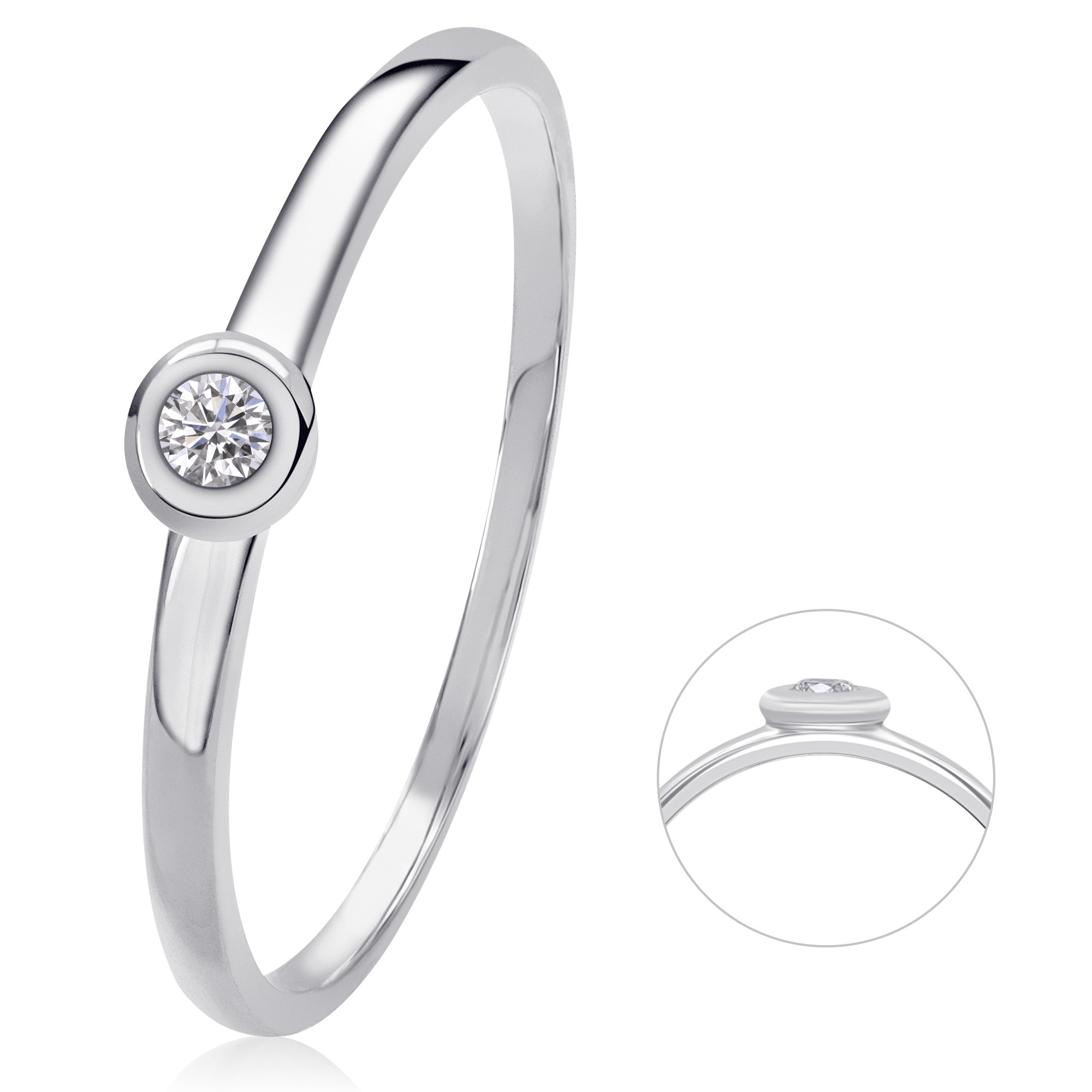 Diamantring ONE ELEMENT "0,03 ct Diamant Brillant Ring aus 585 Weißgold" Gr. 57, silber, Fingerringe, Damen, 57, 0,03 mit Diamant, Diamanten Gold Weißgold 585, Diamanten, Gold, Weißgold 585, Diamantring, Fein gearbeitet – edle Brillanz mit Diamantbesatz