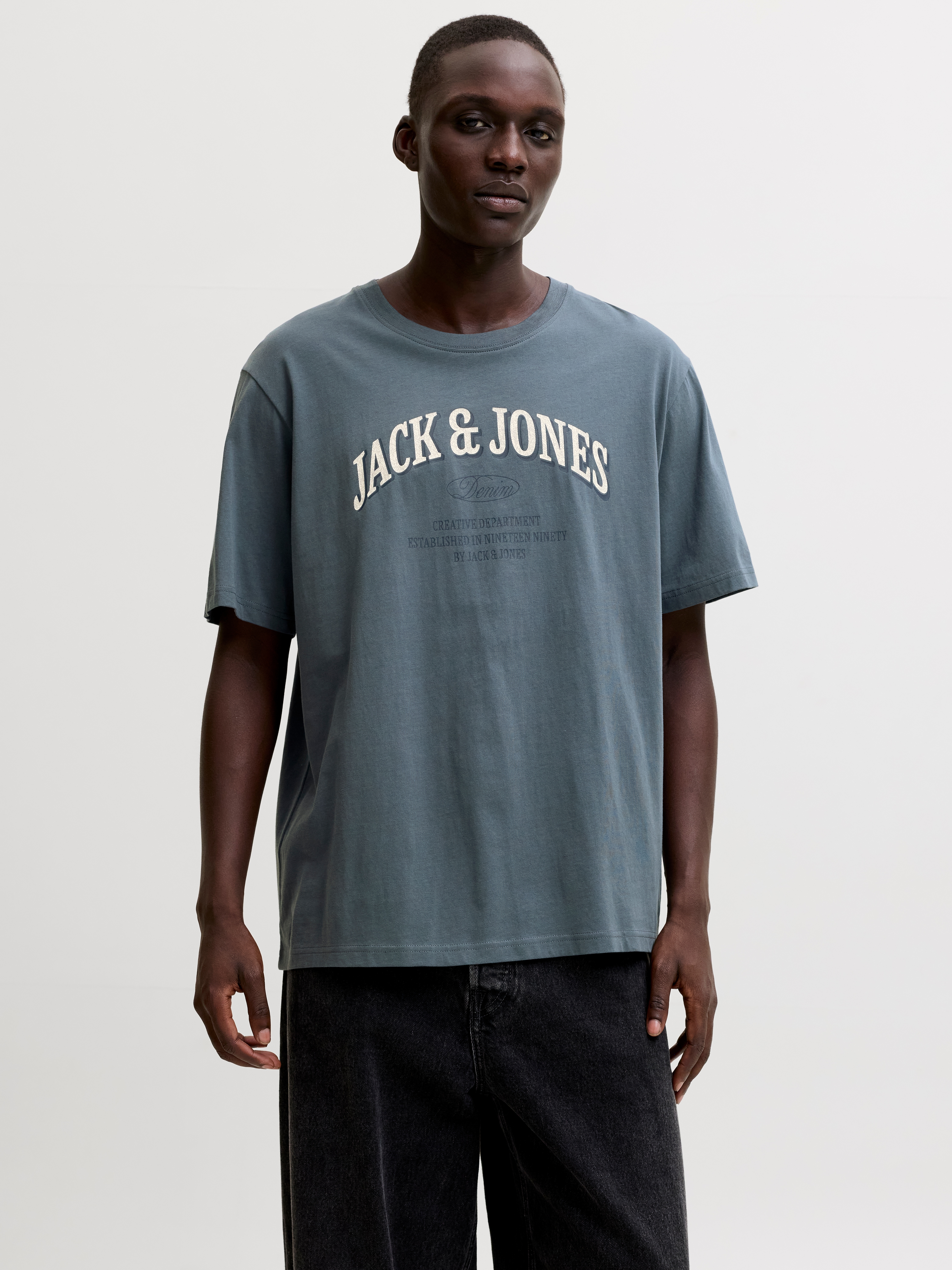 Jack & Jones T-Shirt "Jjedenver Logo Tee Ss O-Neck Sn" Baumwolle, Relaxed Fit