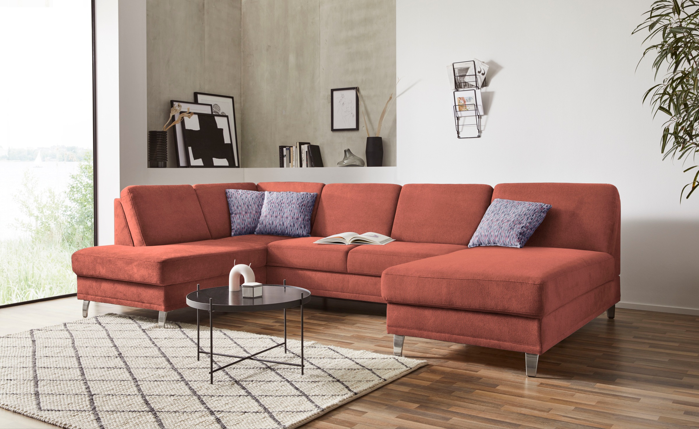 sit&more Wohnlandschaft "Clio U-Form" wahlweise mit Schlaffunktion und Bettkasten, inklusive Federkern
