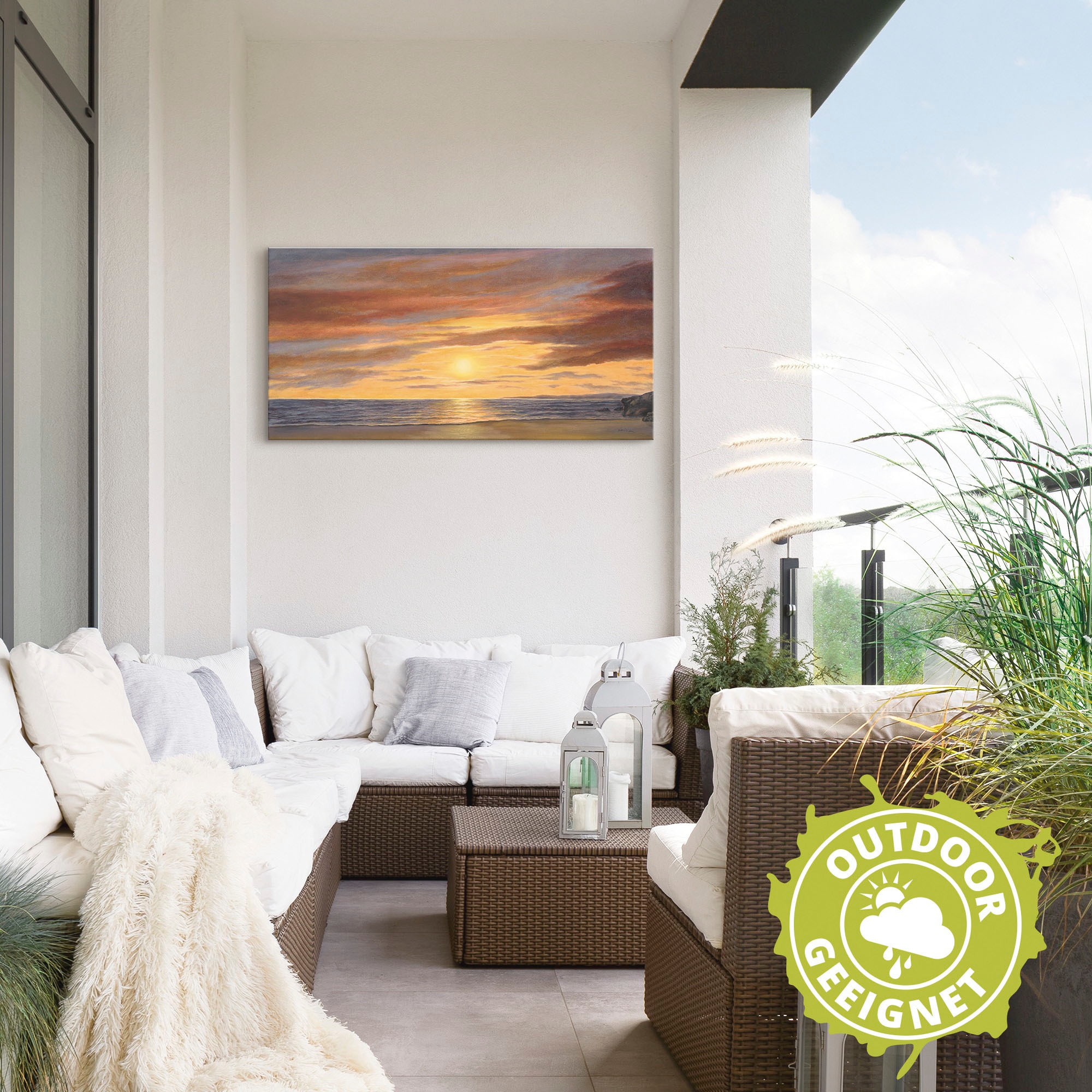 Artland Wandbild »Sonne am Strand«, Strand, (1 St.), als Alubild, Outdoorbild, Leinwandbild, Poster, Wandaufkleber
