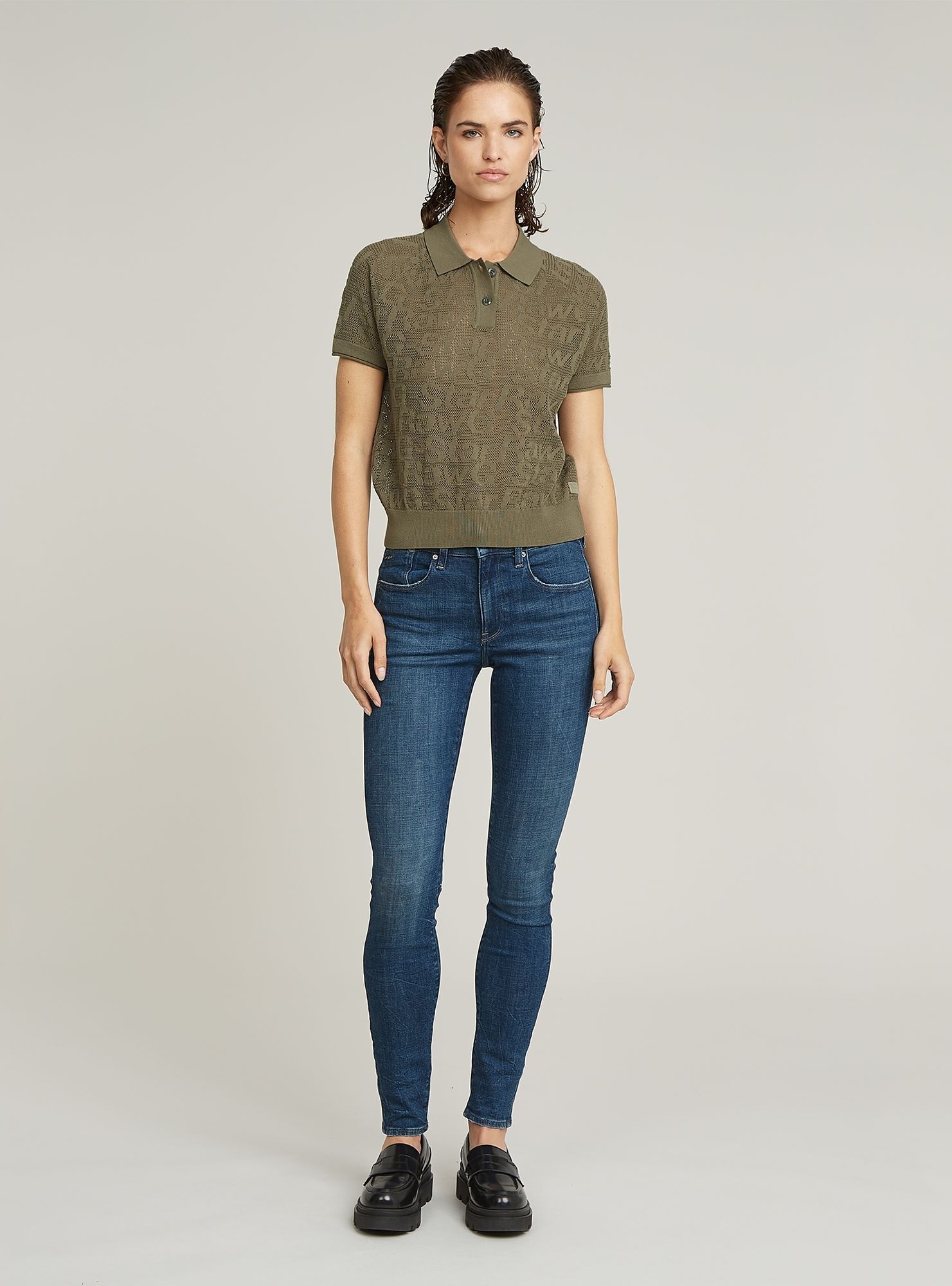 G-STAR Longpullover »Pointelle Lightweight Knitted Poloshirt«