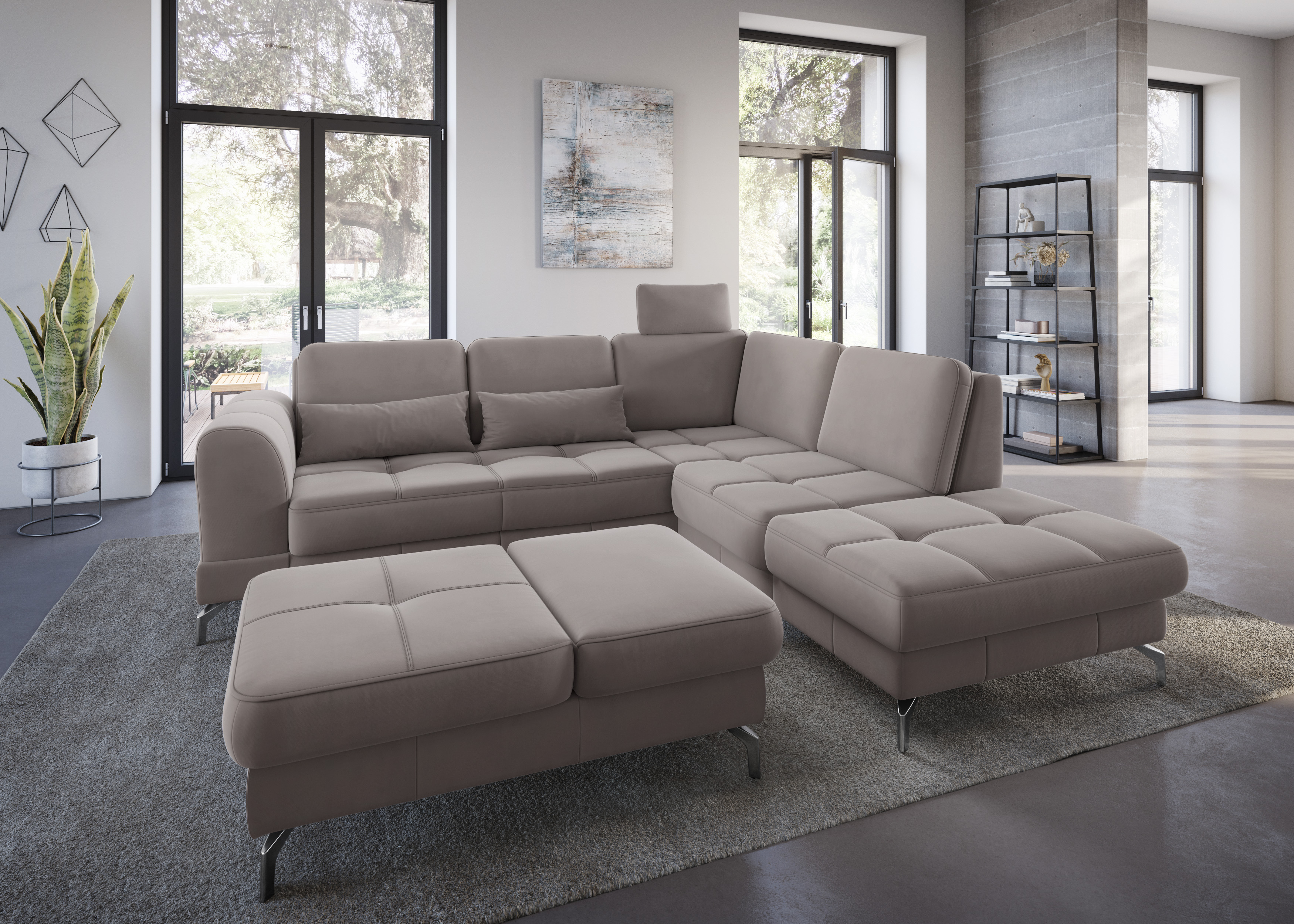 sit&more Ecksofa "Bendigo L-Form" inklusive Sitztiefenverstellung, Bodenfreiheit 12 cm, in 2 Fußfarben
