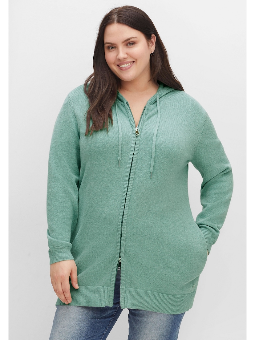 Sheego Sweatshirt »Große Größen«, in A-Linie, mit Ringeln und Troyerkragen  für bestellen | BAUR