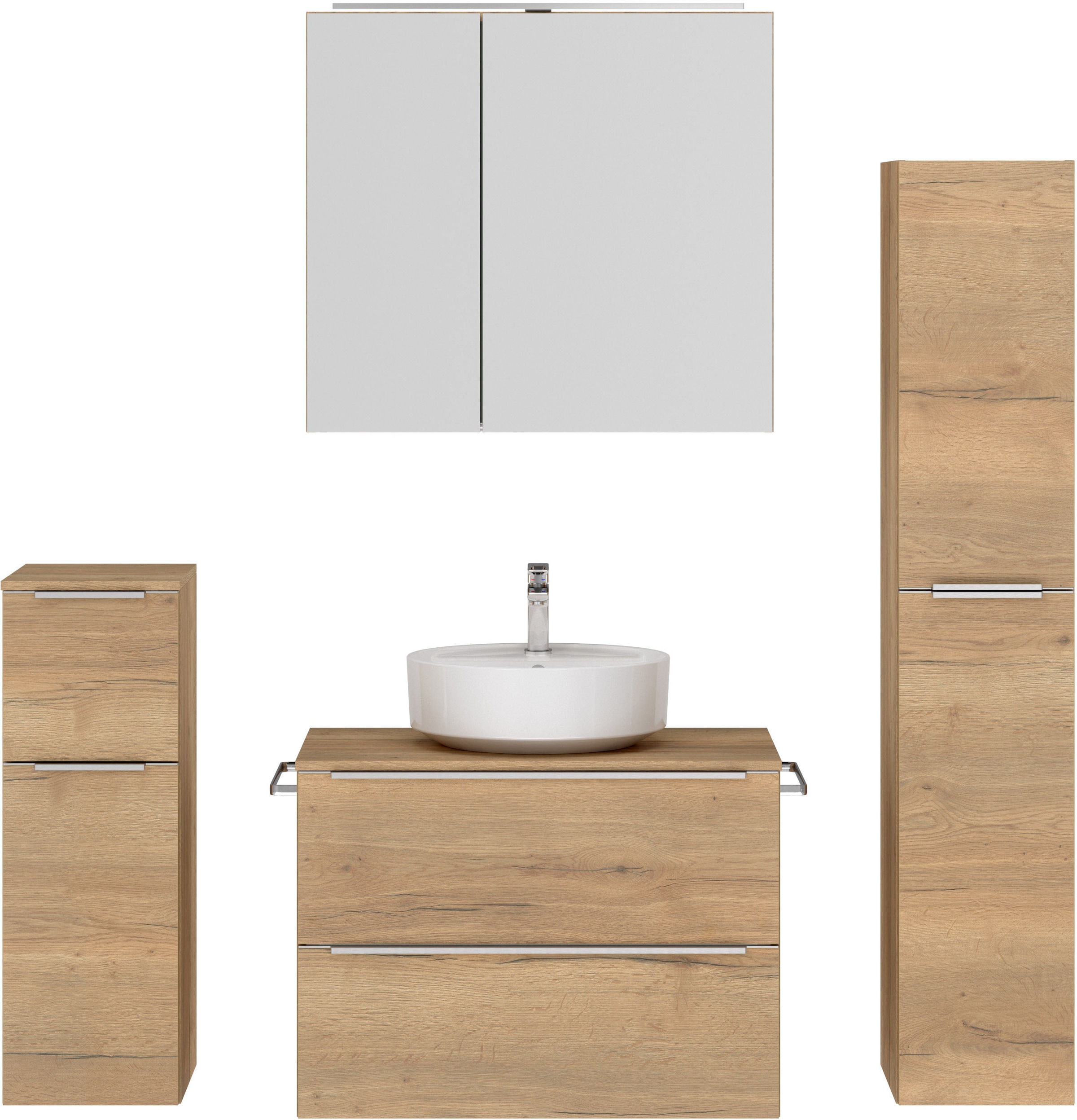 nobilia Badmöbel-Set, (4 St., vormontiert, mit Soft-Close), inkl. Spiegelsc günstig online kaufen