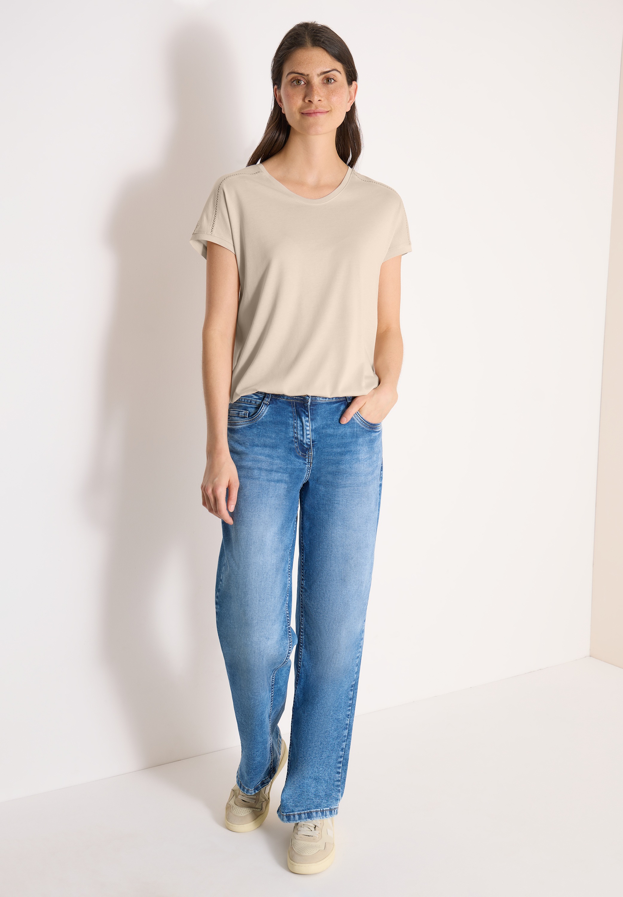 Thumbnail - Cecil V-Shirt mit Spitzendetails