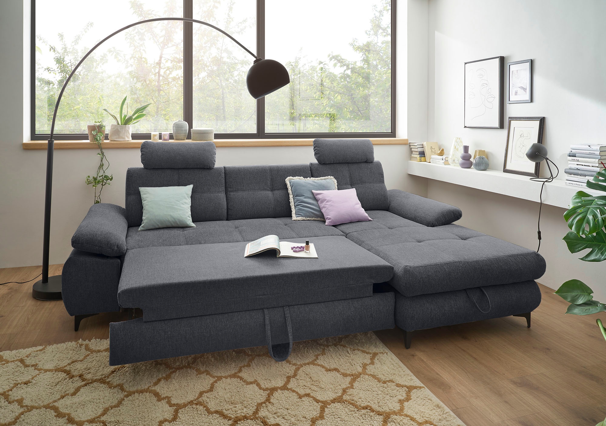 ED EXCITING DESIGN Ecksofa »Altona L-Form«, (2 St.), mit Bettfunktion, Bettkasten, Armteilverstellung & Kopfstützen