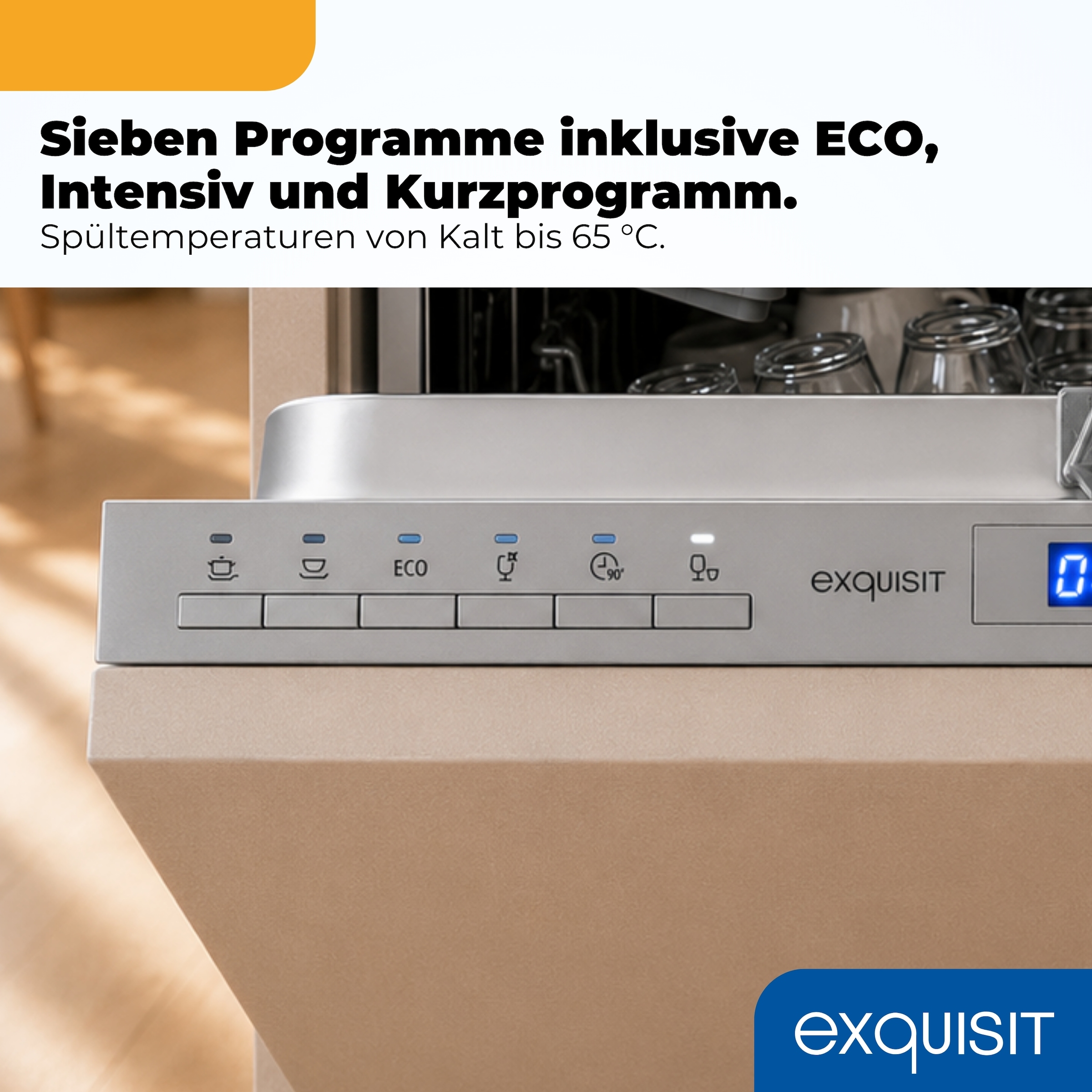 exquisit vollintegrierbarer Geschirrspüler 2109 »EGSP2109-ES-030Esilber« 11 l 9 tlg. Maßgedecke Kompakt, sparsam und komfortabel im Alltag