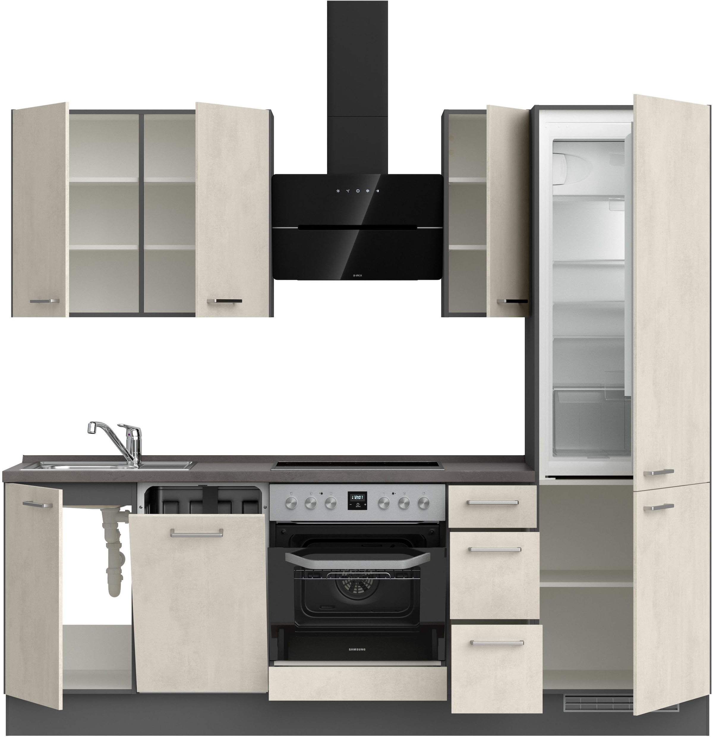 nobilia® Küchenzeile »"Riva II"«, vormontiert, Ausrichtung wählbar, Breite 240 cm, wahlw. mit E-Geräten