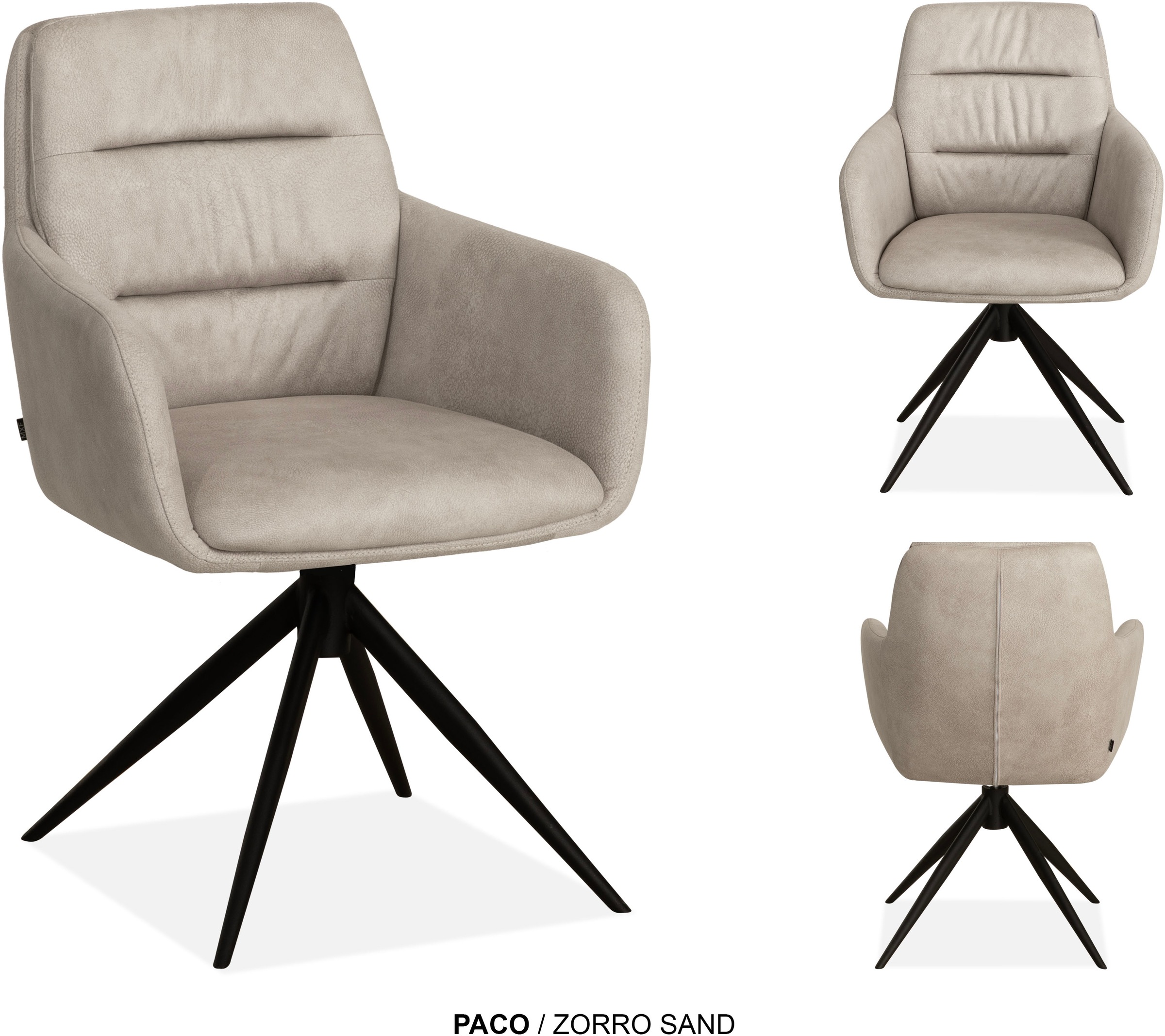 Thumbnail - OMG Design Esszimmerstuhl "Paco" (Set) 2 Stk.Drehstuhl mit auto-return, Armlehnenstuhl