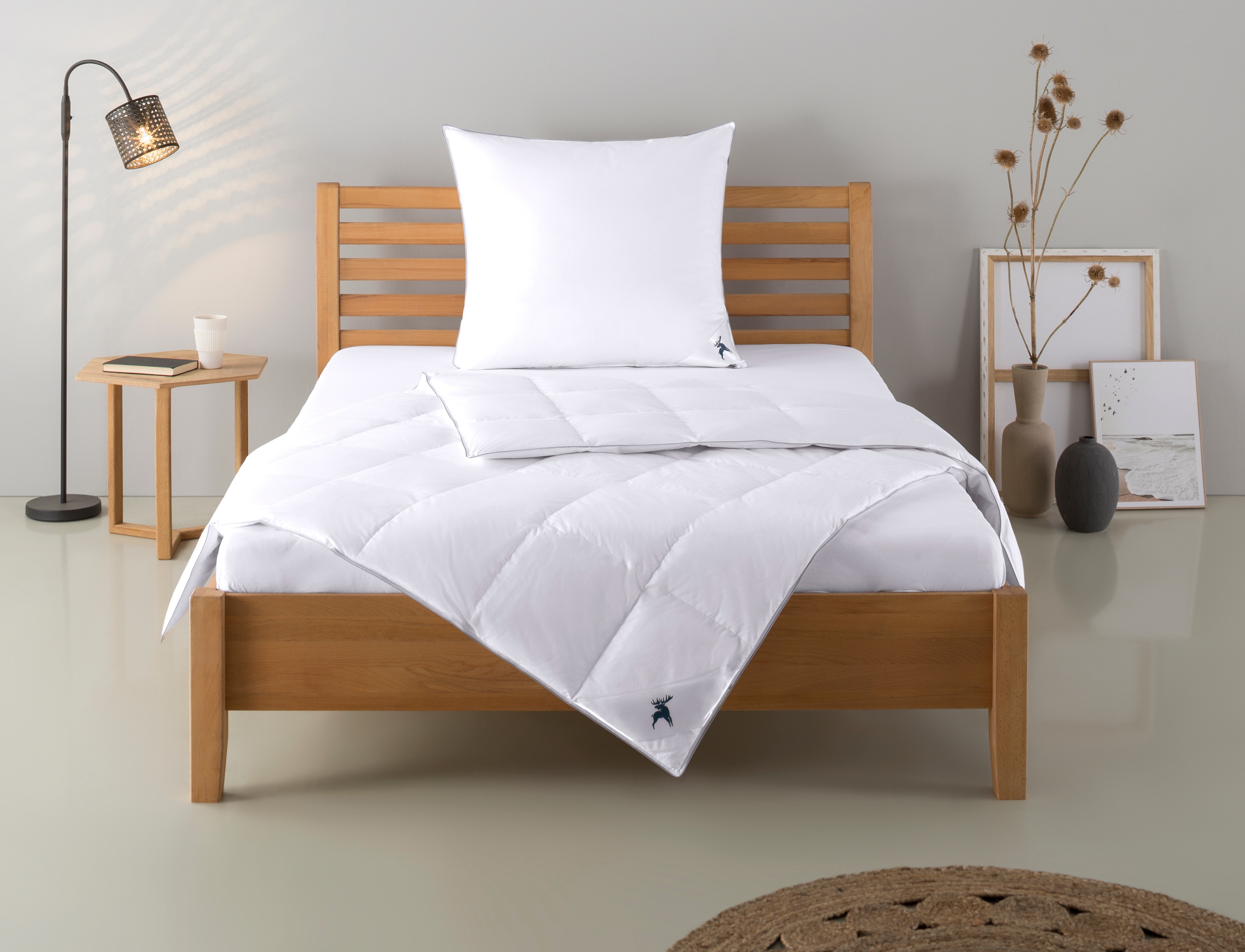 OTTO home Daunenbettdecke + Kopfkissen "Lodiken, Bettdecke 135x200 cm, 155x220 cm, Decke Made in Germany" Set mit Kissen 40x80 cm, 80x80 cm, Frühling, Sommer, Herbst, Winter
