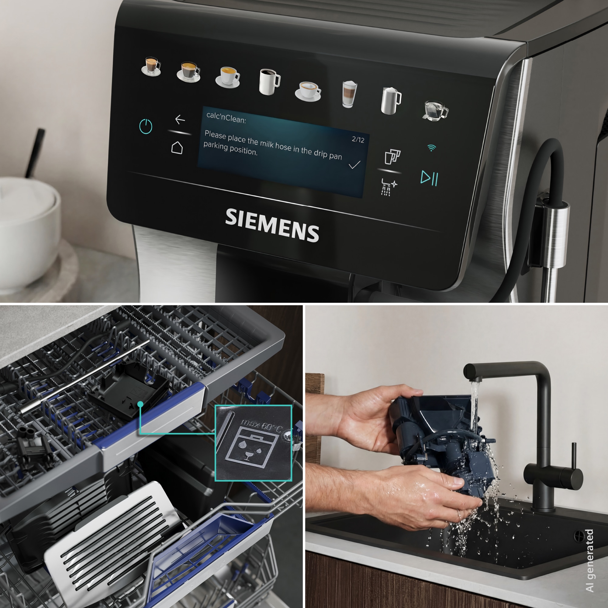 SIEMENS Kaffeevollautomat »EQ600 TP605EM3, 8 Getränke, XL-Getränke, bis zu 480ml, Kannenfunktion« bis zu 10 Favoriten, Doppeltassenfunktion, Keramikmahlwerk, Edelstahl