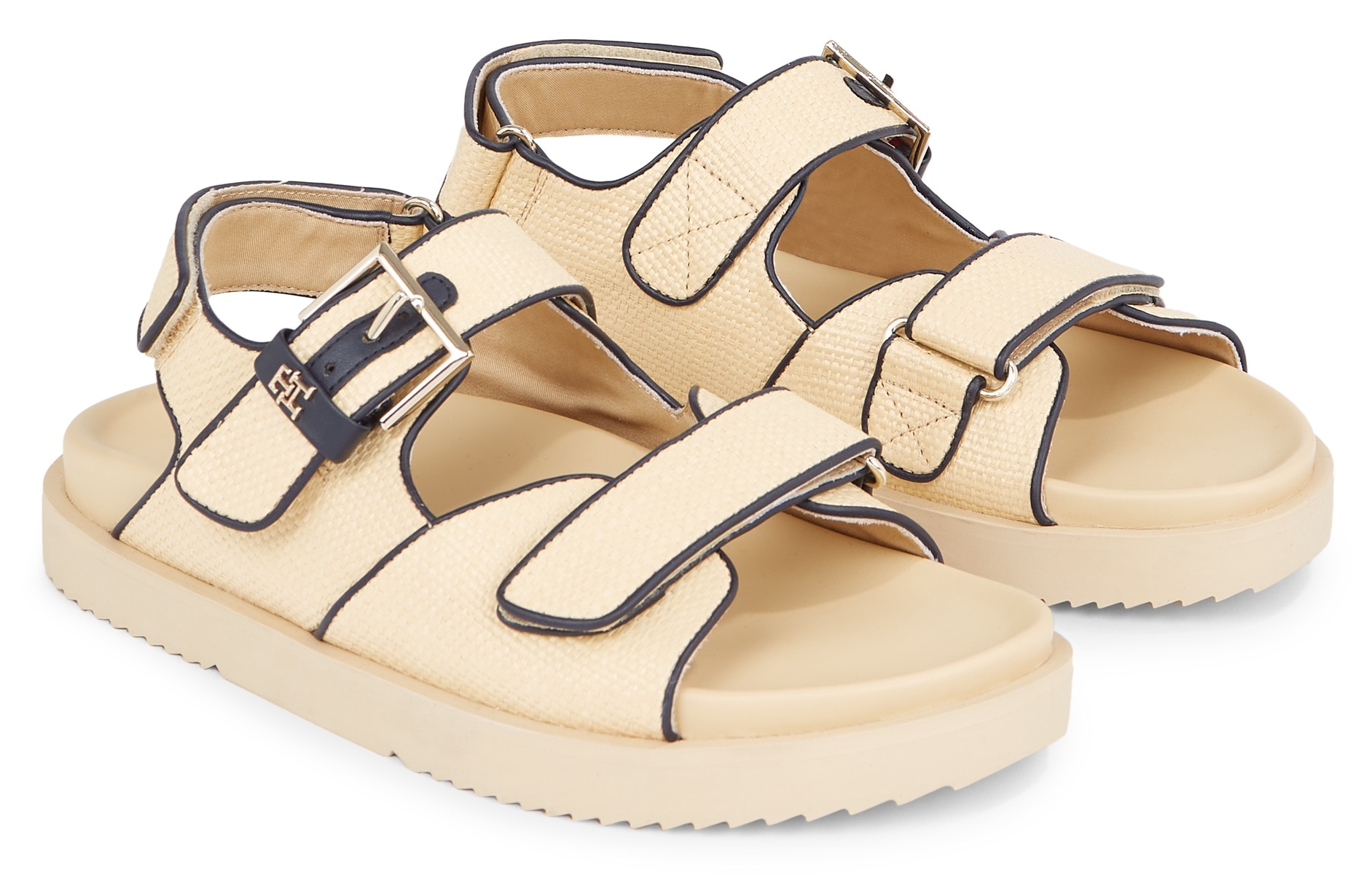 Tommy Hilfiger Riemchensandale "RAFIA SPORTY SANDAL", Sommerschuh, Sandalette, Plateauabsatz mit Klettverschlüssen