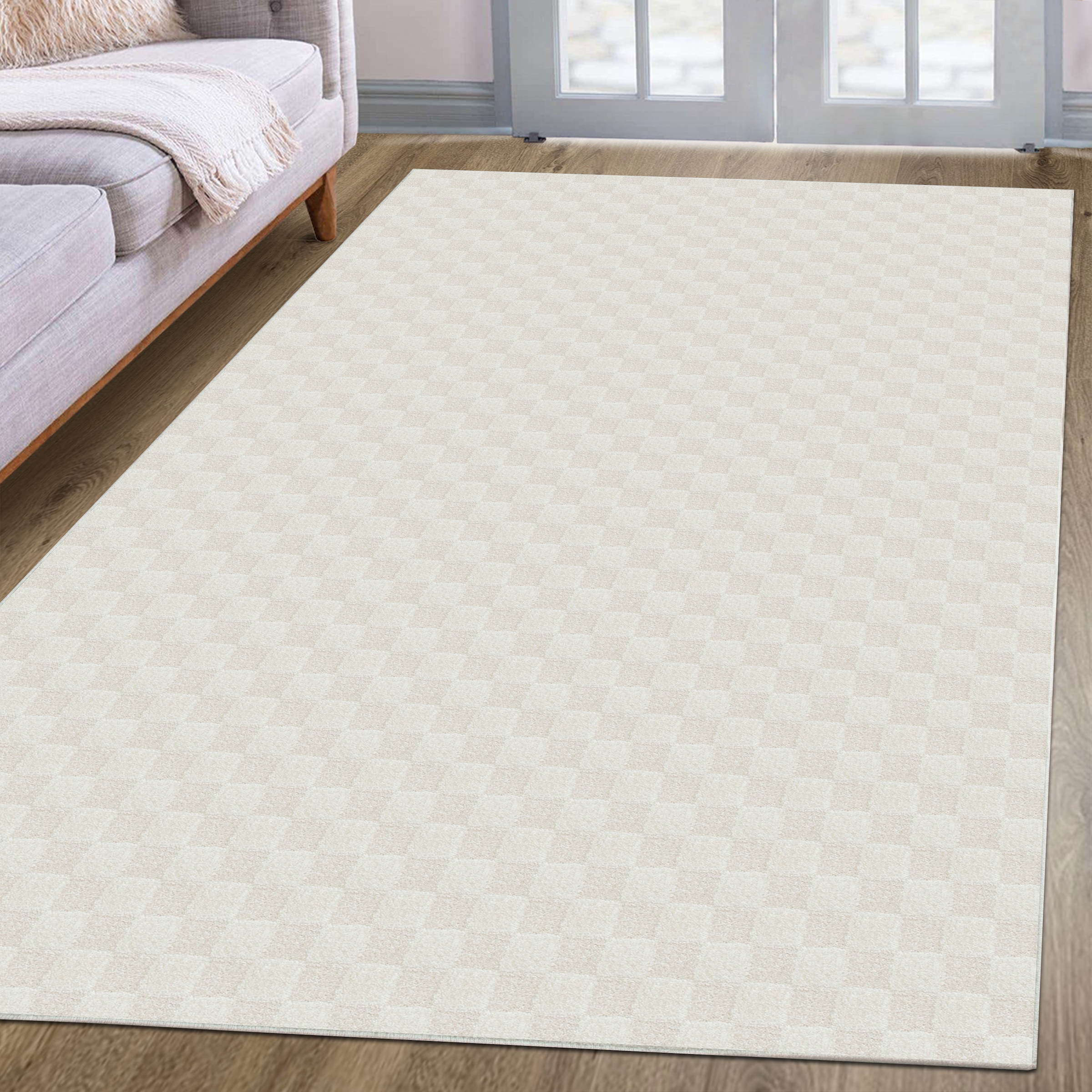 my home Teppich »Lummia, Schachbrett-Design in Hoch-Tief-Struktur«, rechteckig, 9 mm Höhe, 3D-Effekt, softer Kurzflor, pflegeleicht, Scandi-Look