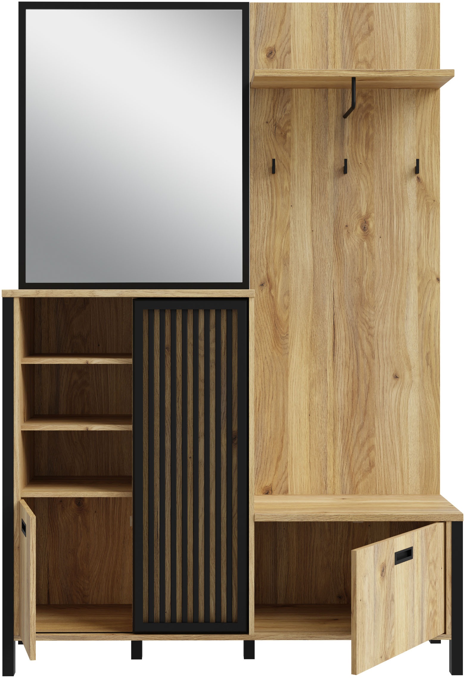 FORTE Kompaktgarderobe »Jytana«, Kompaktgarderobe, Stauraum, Lamellenoptik, Trendfarbe