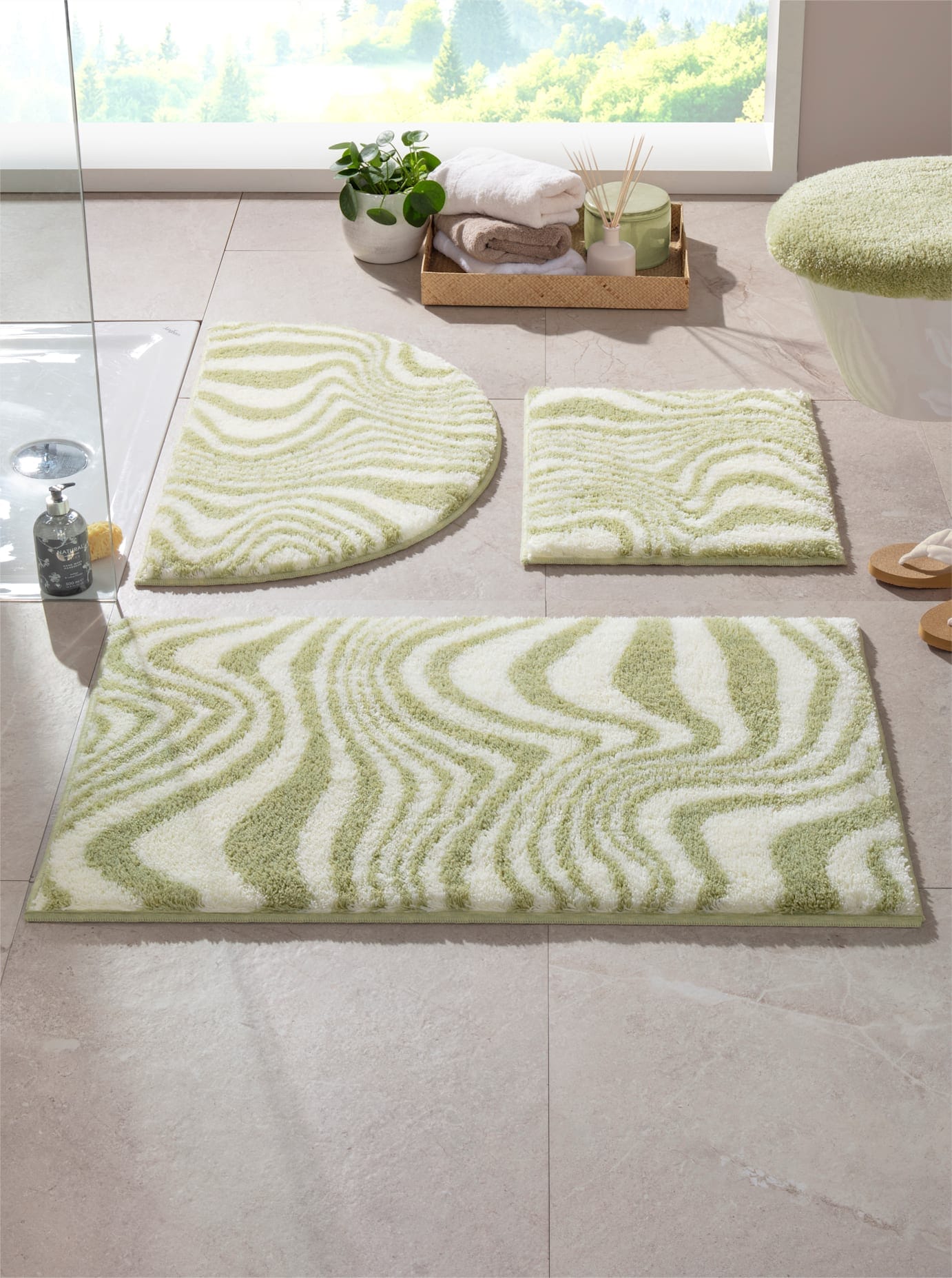 Badematte GRUNDgrün, ecru, Badematten